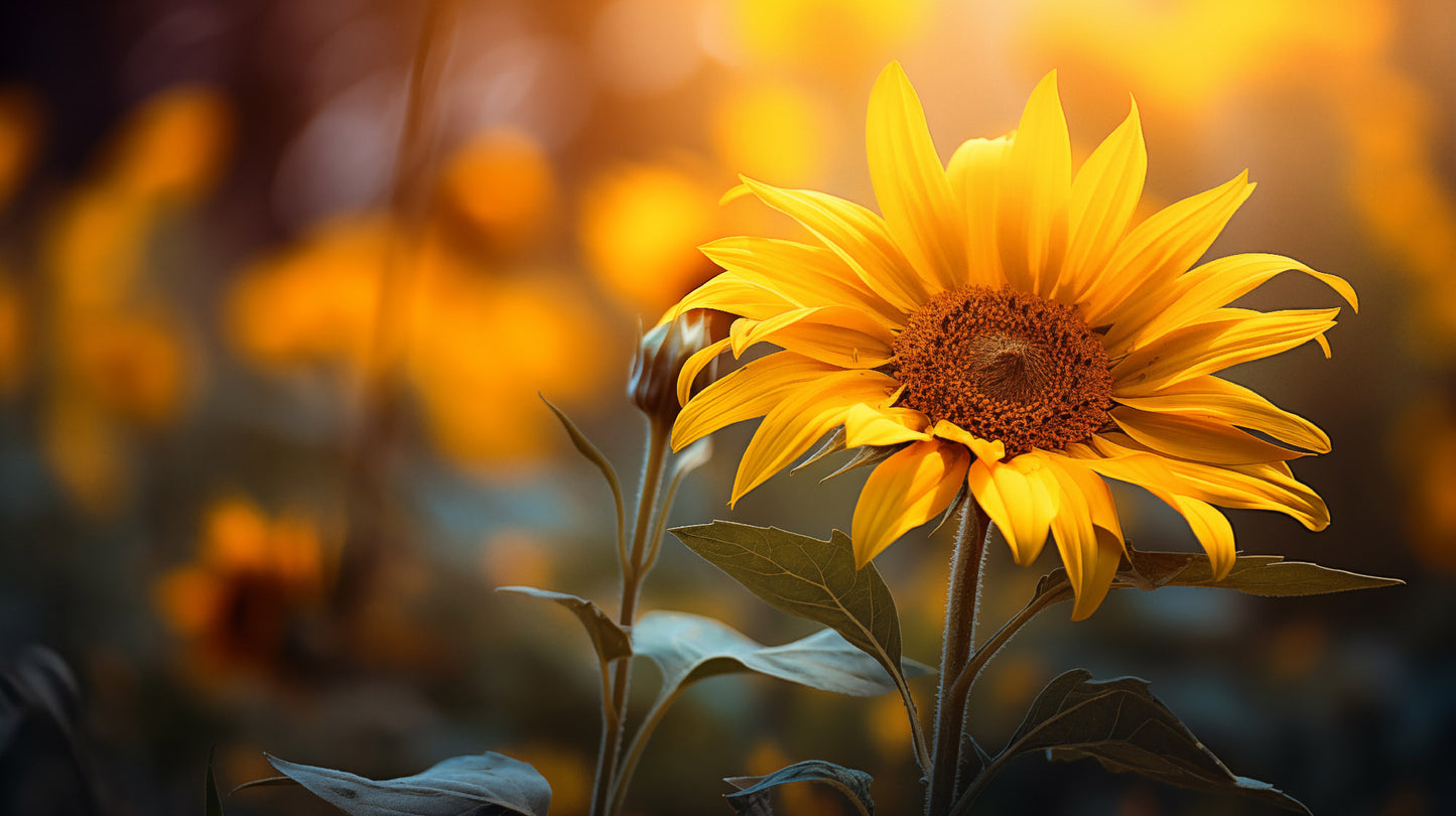 Where the Sunflowers Meet the Sun Photorealism - Digital Artwork Loose Art Print