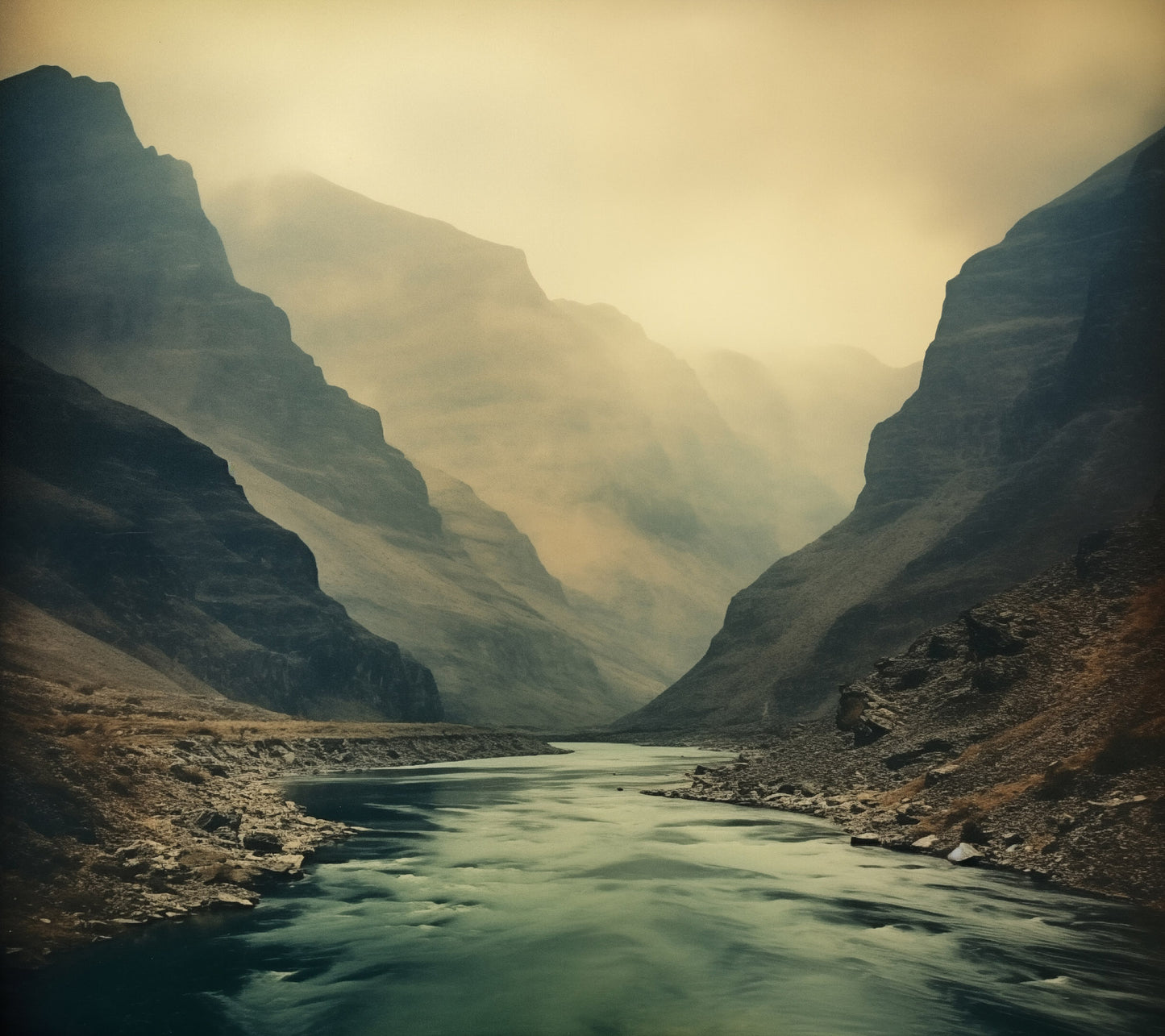 Whispers of Water Vintage Subdued Photorealism - Digital Artwork Loose Art Print