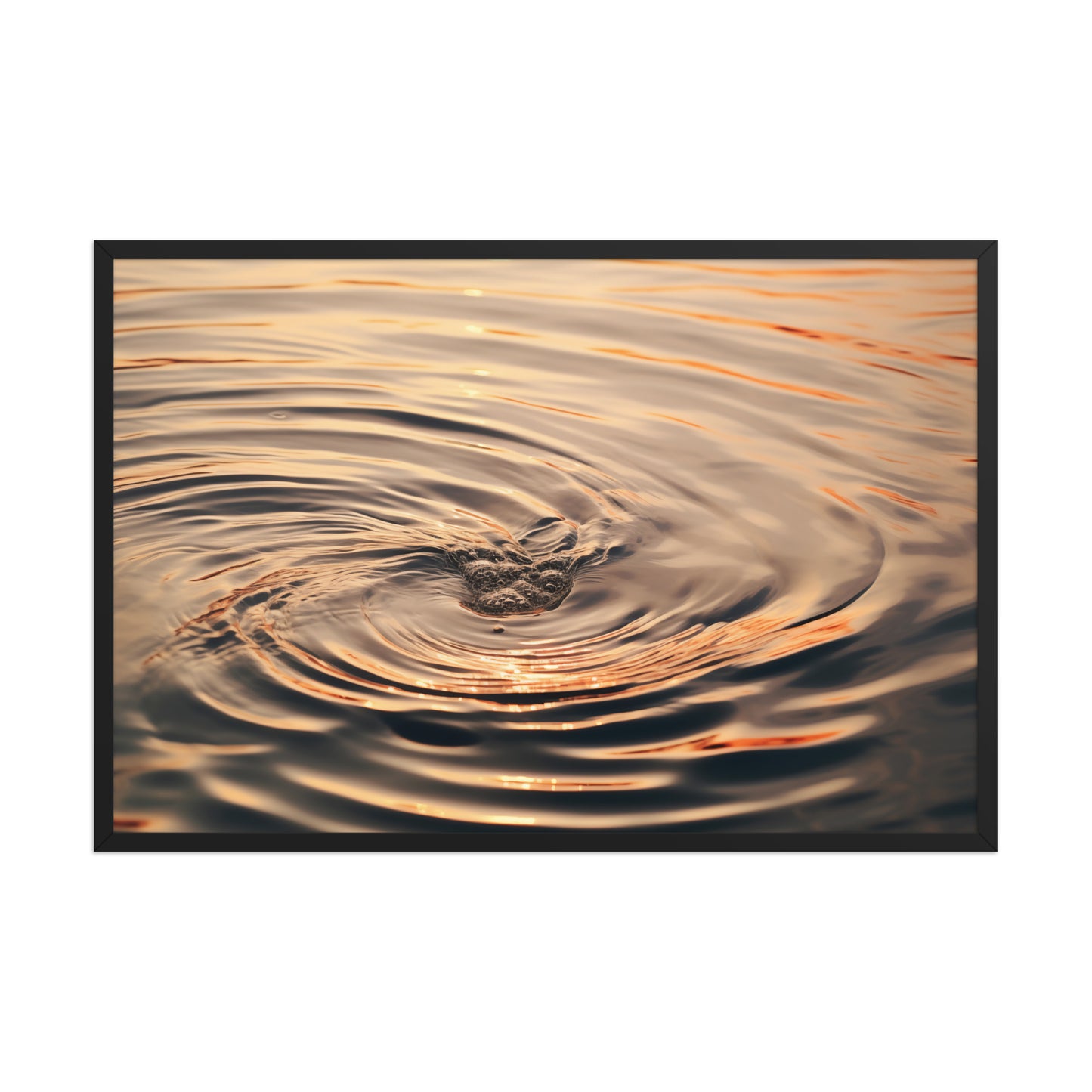 Whispering Waters Photorealistic Digital Artwork Painting Beach Vibe Wall Art Print Black Frame 24 x 36