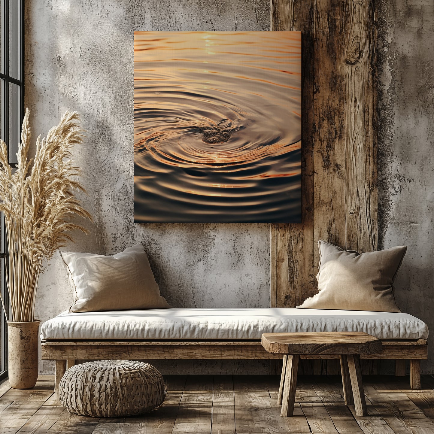 Whispering Waters Realism Painting Beach Vibe DIY Downloadable and Printable Wall Art Prints in Rustic Hallway Setting
