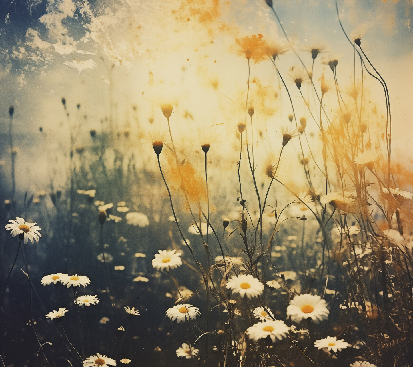 Whispers of White Vintage Subdued Retro Photorealism - Digital Artwork Loose Art Print