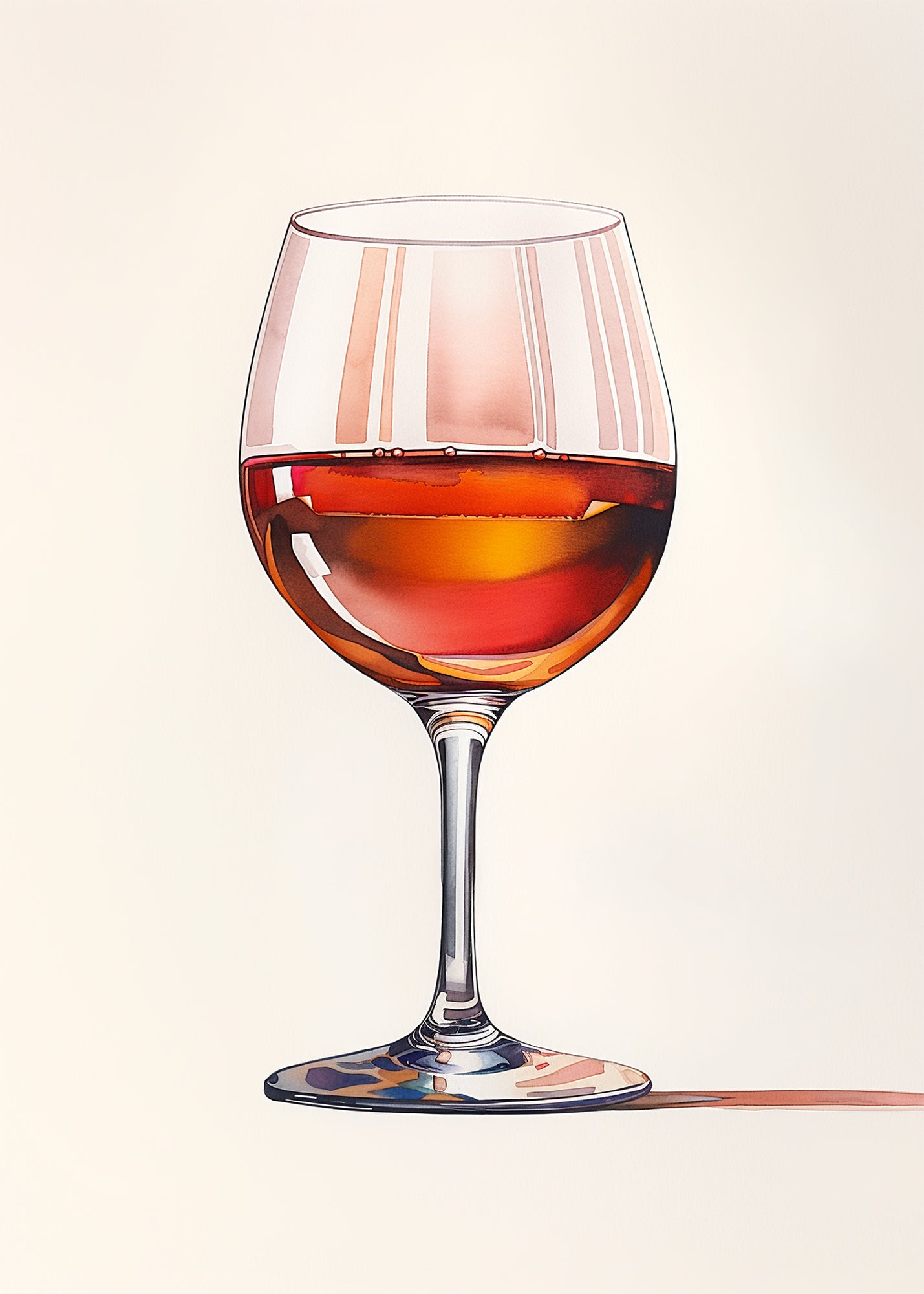 Wine Glass Minimal Watercolor Painting - Digital Artwork - Unframed Print