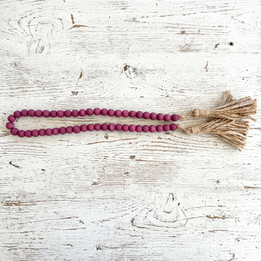 Wine Plum Wood Bead Garland (2) Boho home decor accents