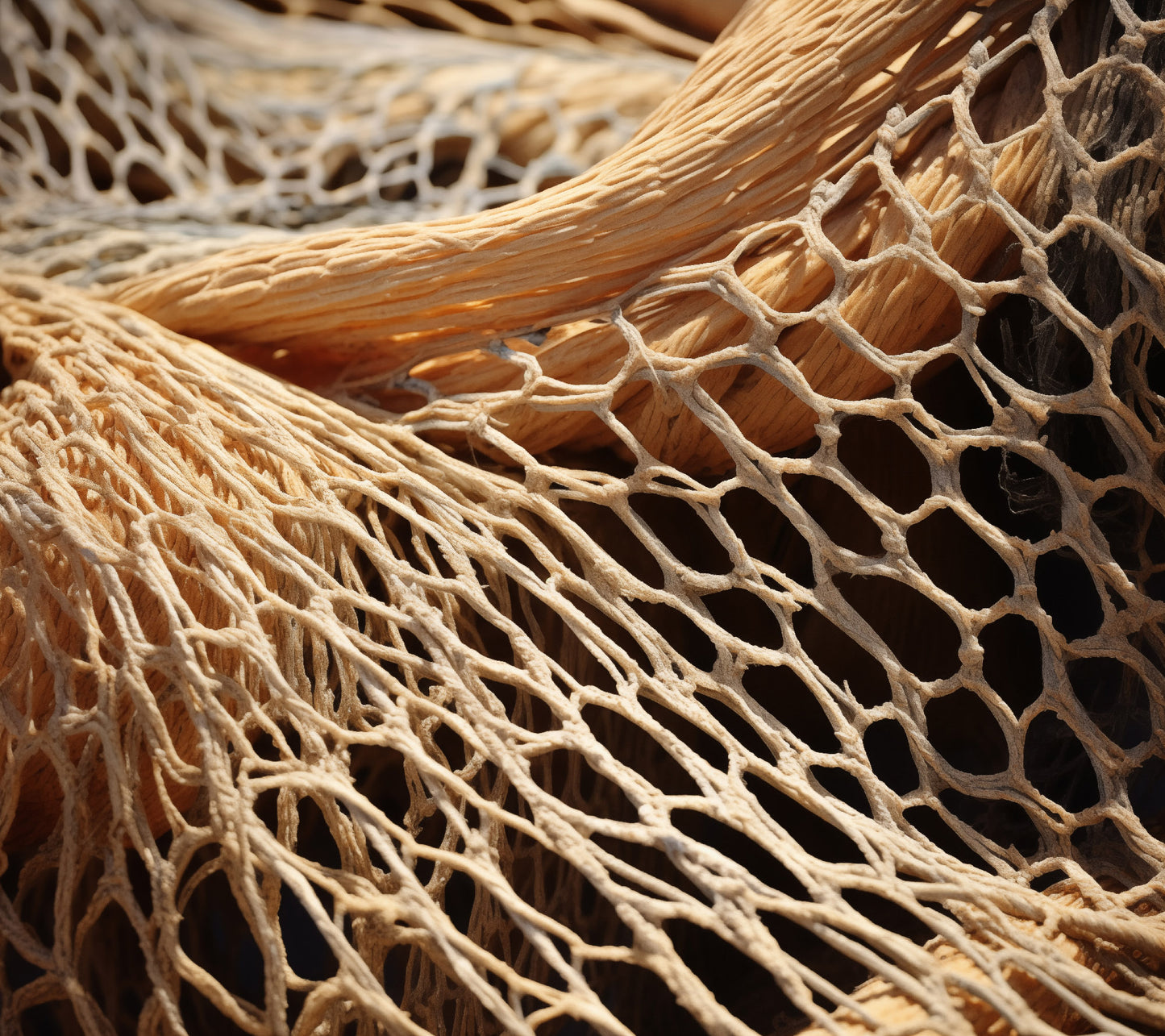 Woven Dreams Fishing Net Abstract Photorealism - Digital Artwork Loose Art Print