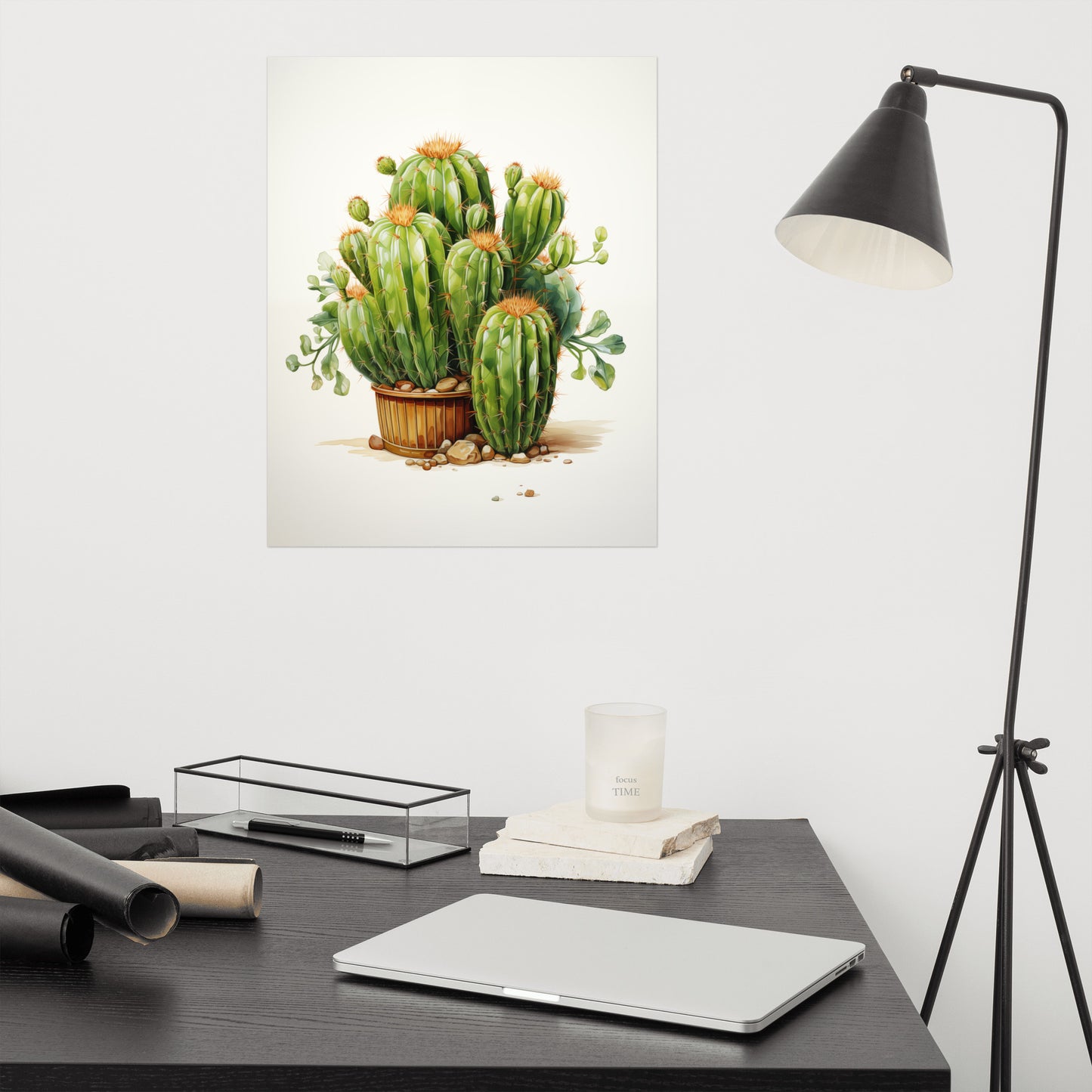 abstract cactus wall art: A Collection of Cacti Photorealism Frameable Art Print