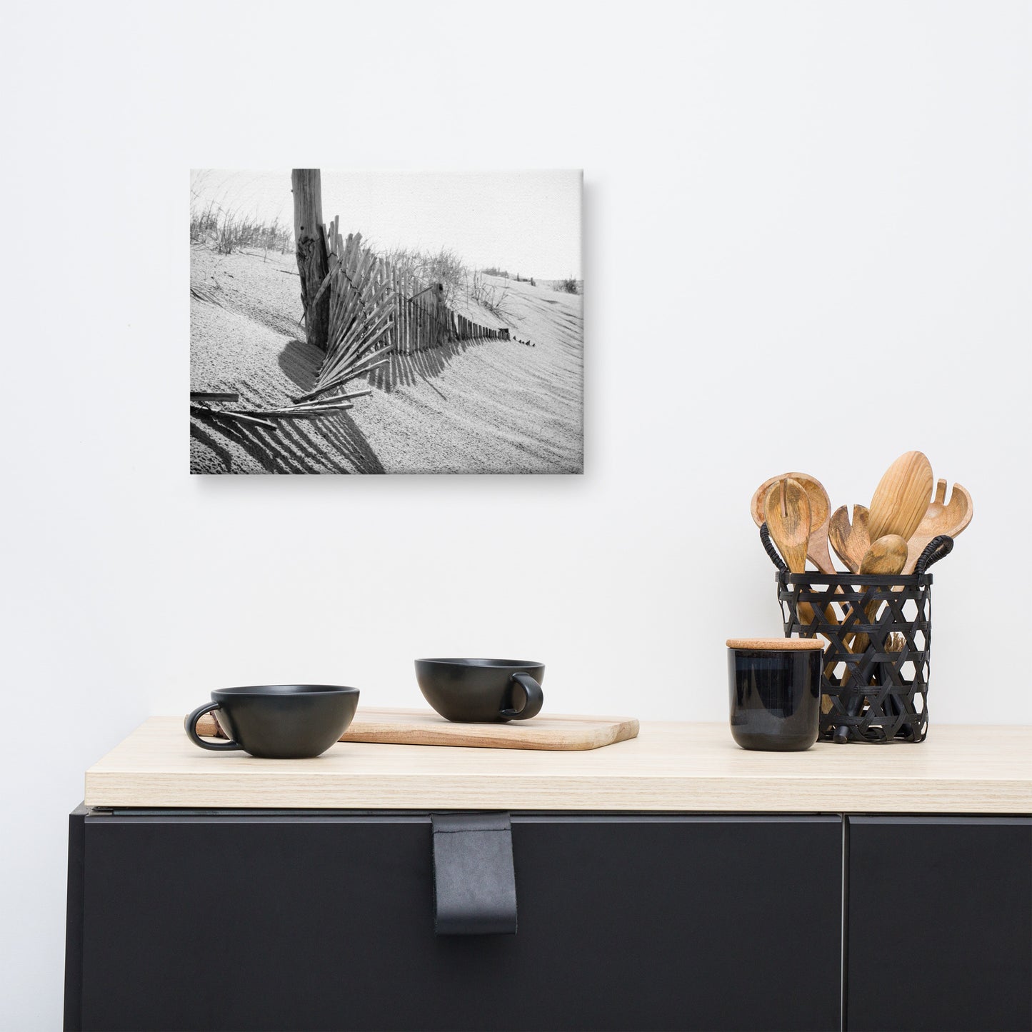 High Key Dunes Black and White Coastal Landscape Canvas Wall Art Prints