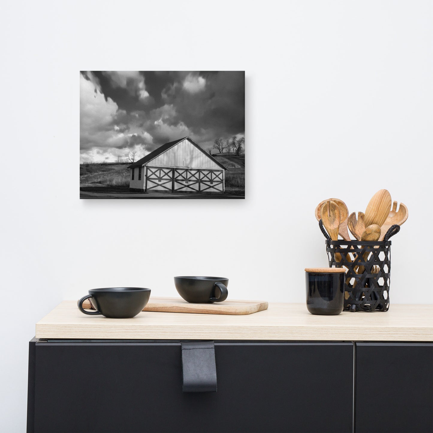 Dining Room Wall Decor Pictures: Aging Barn in the Morning Sun Black and White - Rural / Country / Farmhouse Style Landscape / Nature Photograph Canvas Wall Art Print - Wall Decor - Artwork
