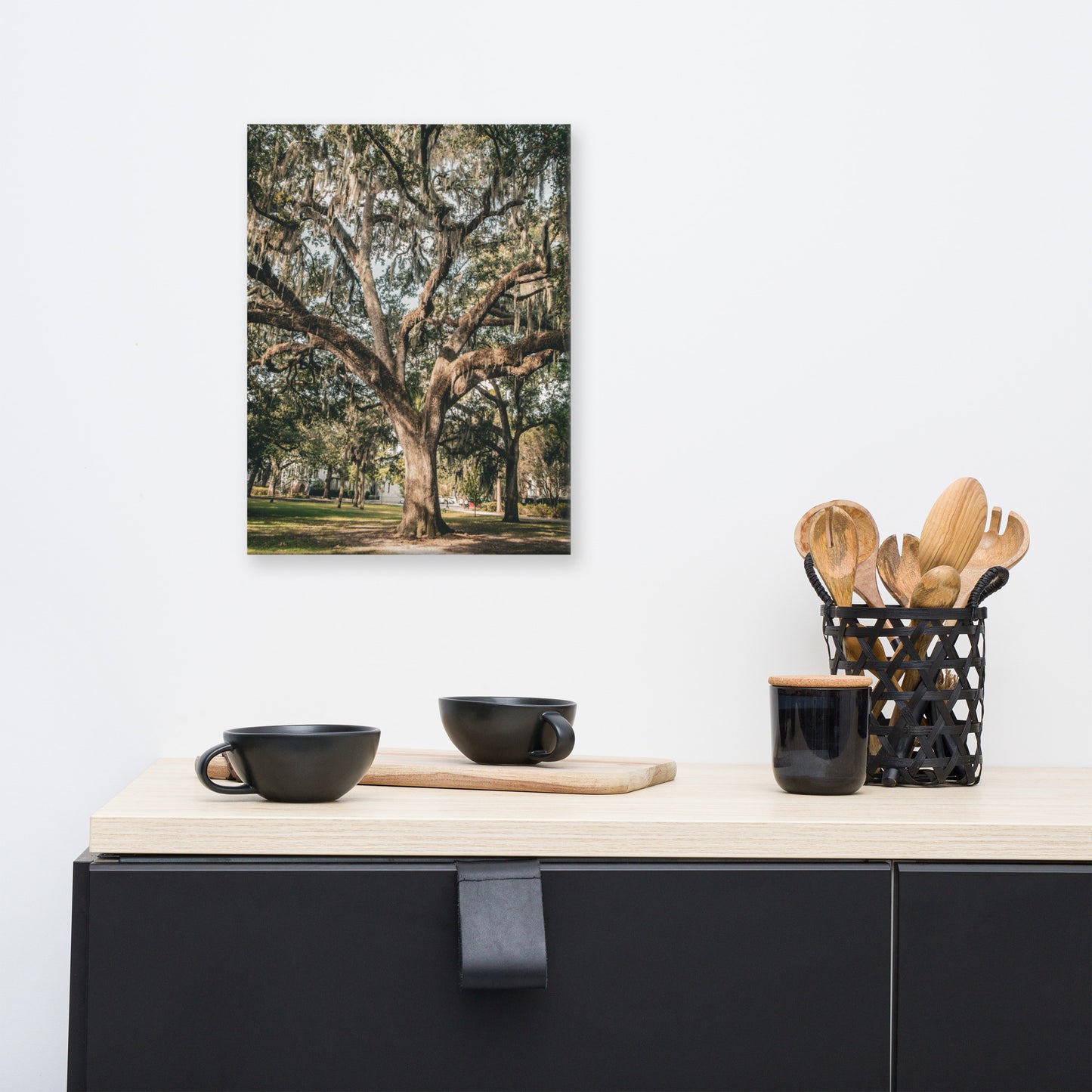 Live Oak and Spanish Moss Forsyth Park Savannah GA Canvas Wall Art Print