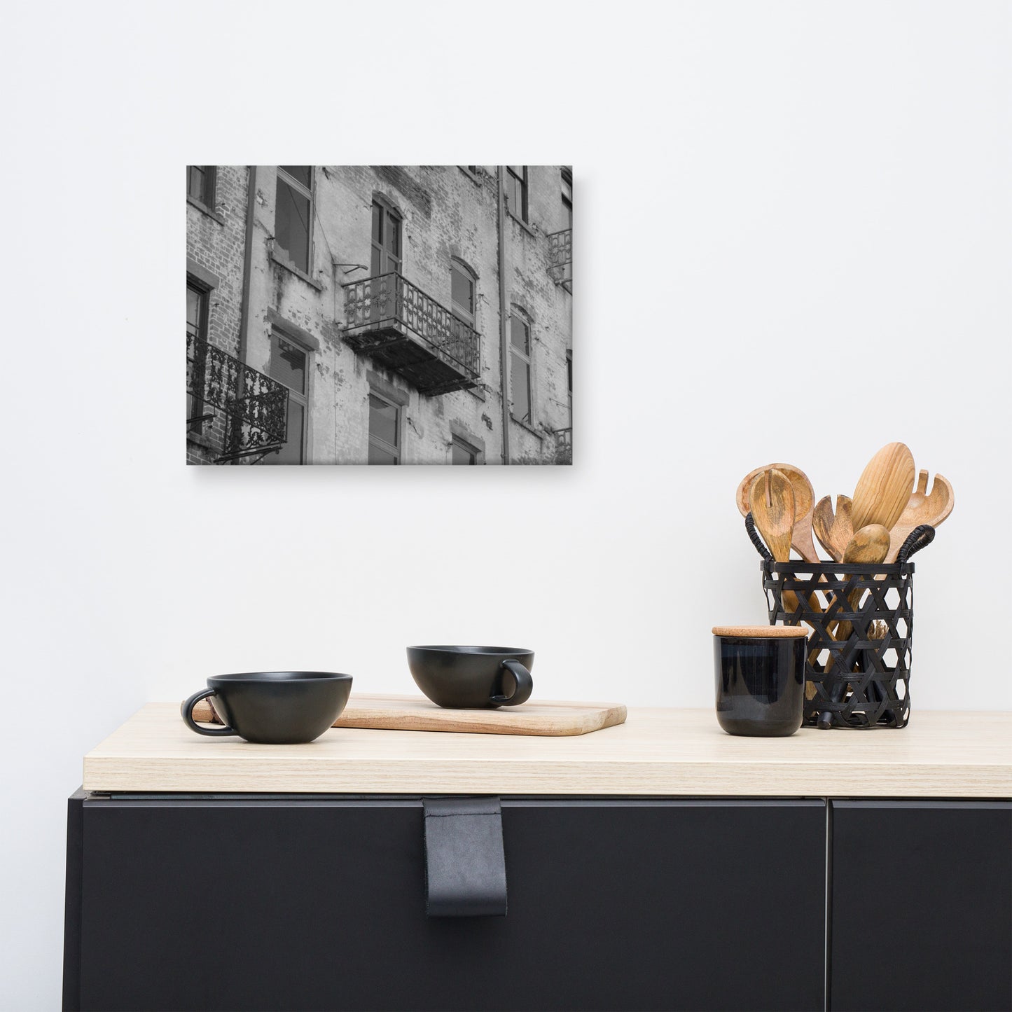 Old Iron Balcony River Street Savannah GA 3 Canvas Wall Art Prints