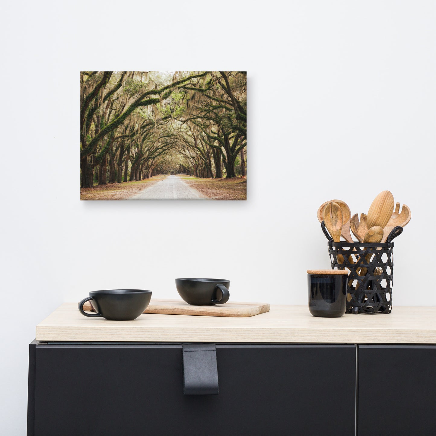 Live Oaks and Spanish Moss Road Way Savannah Ga Canvas Wall Art Print