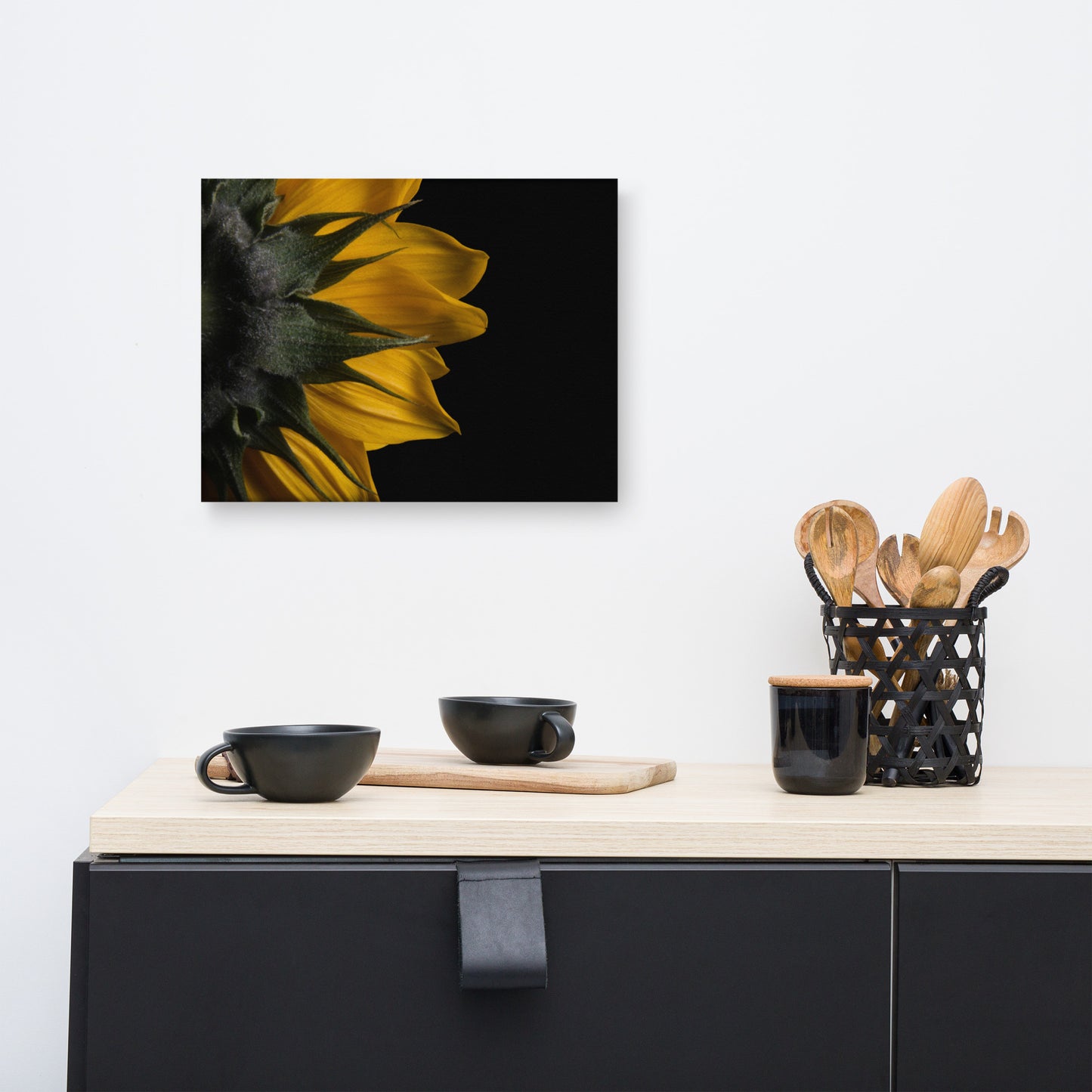Backside of Sunflower Floral Botanical Nature Photograph Canvas Wall Art Prints