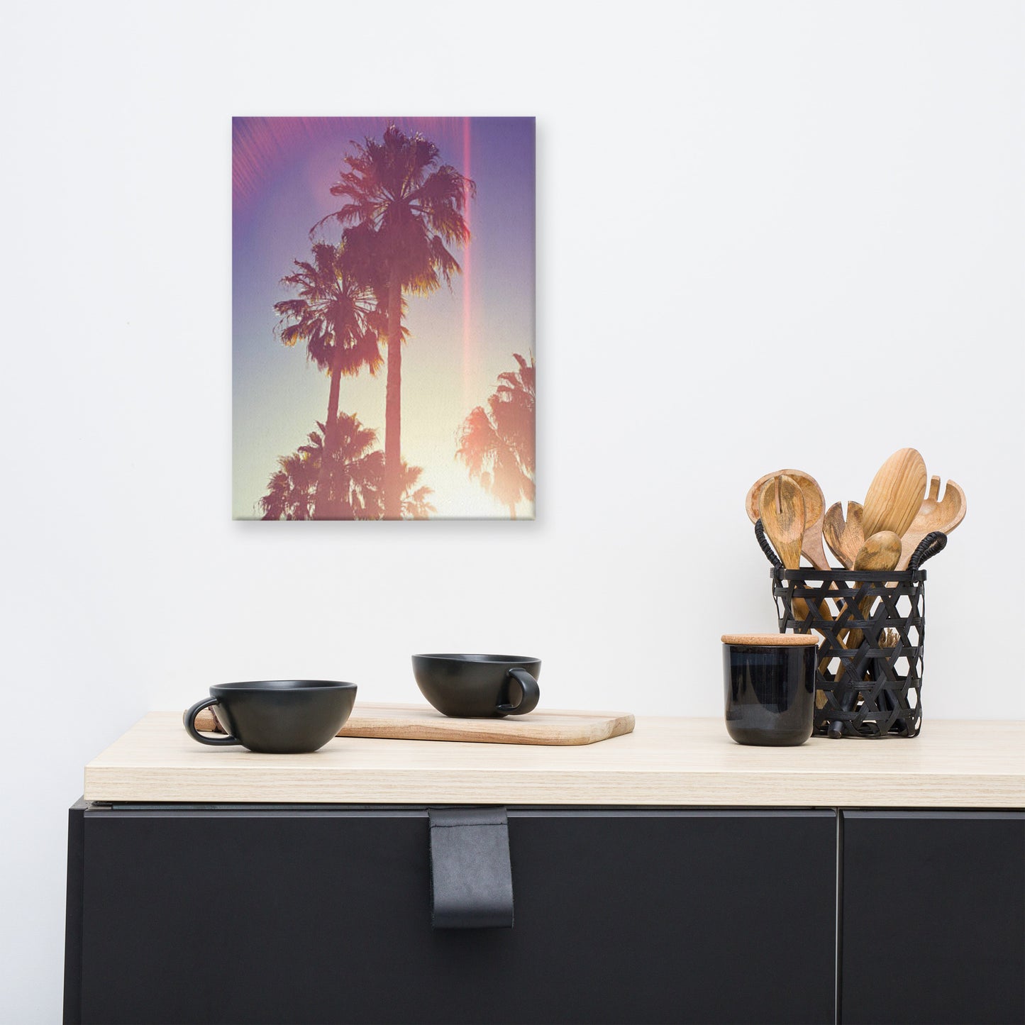 Retro Palm Trees Coastal Beach Botanical Nature Photograph Canvas Wall Art Print
