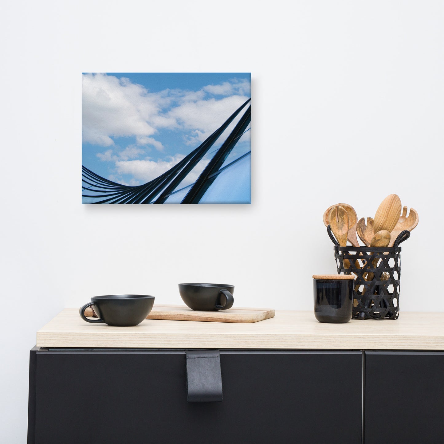 Glass and Azure Architectural Photograph Canvas Wall Art Print