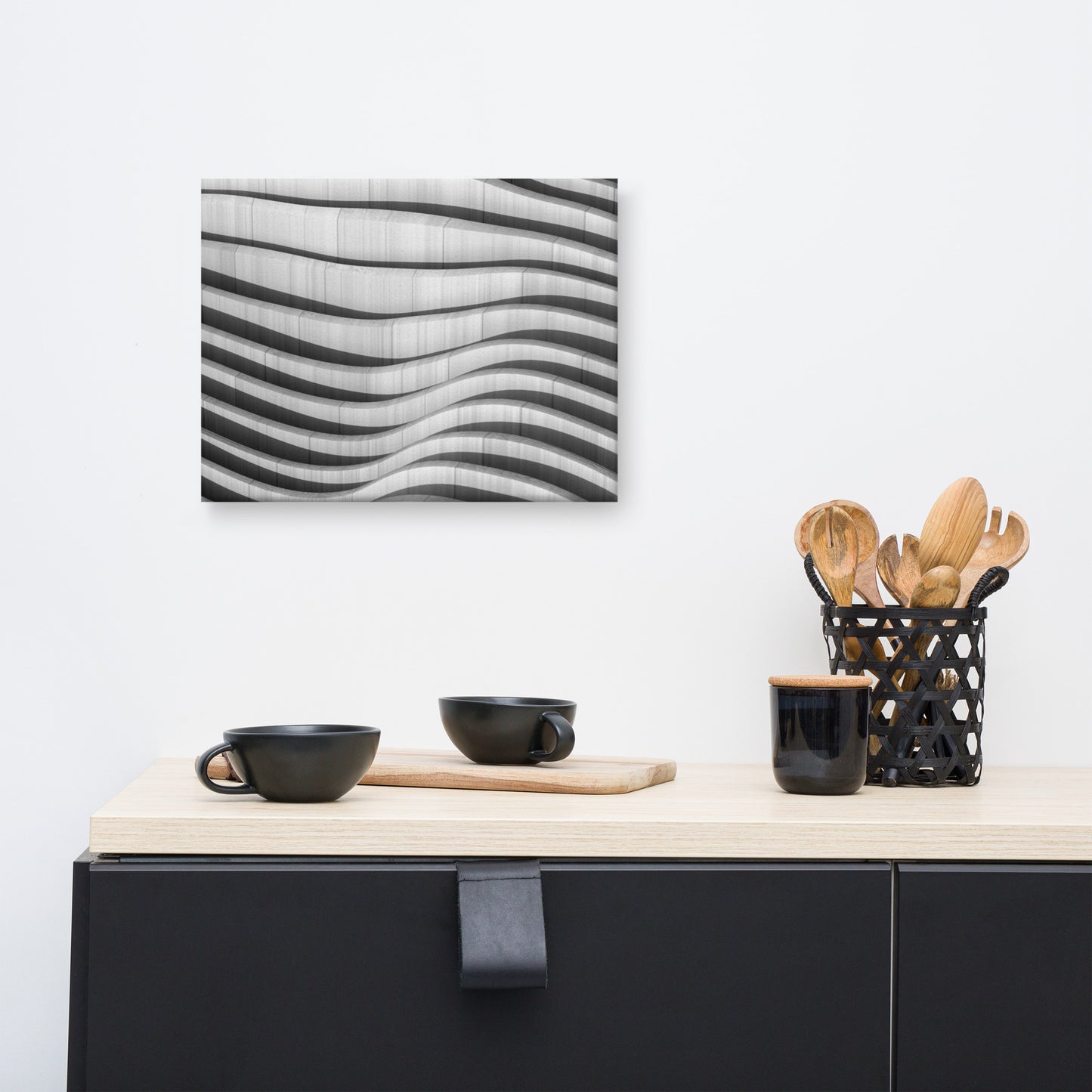 Oceanic Dance Black and White Architectural Photograph Canvas Wall Art Print