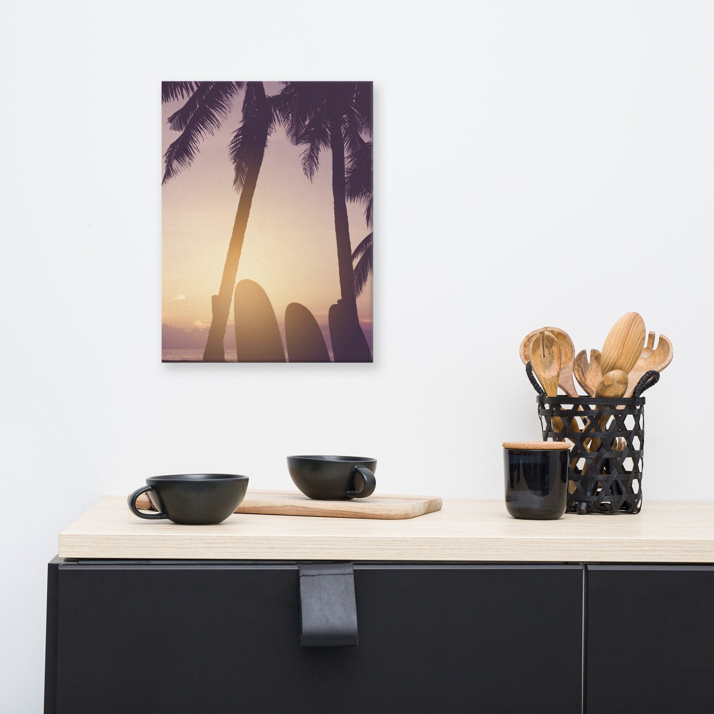 Surfer's Sunset Tropical Coastal Scene Lifestyle Photograph Canvas Wall Art Print