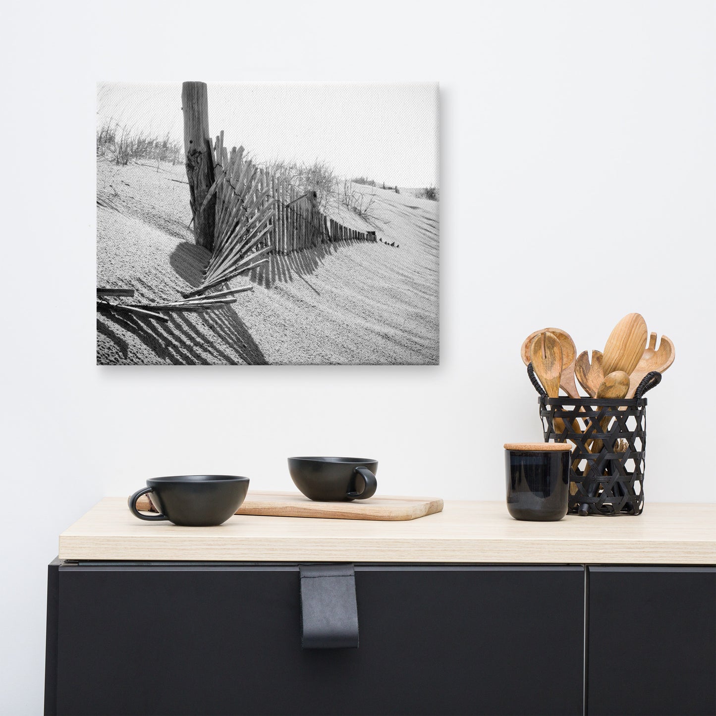 High Key Dunes Black and White Coastal Landscape Canvas Wall Art Prints