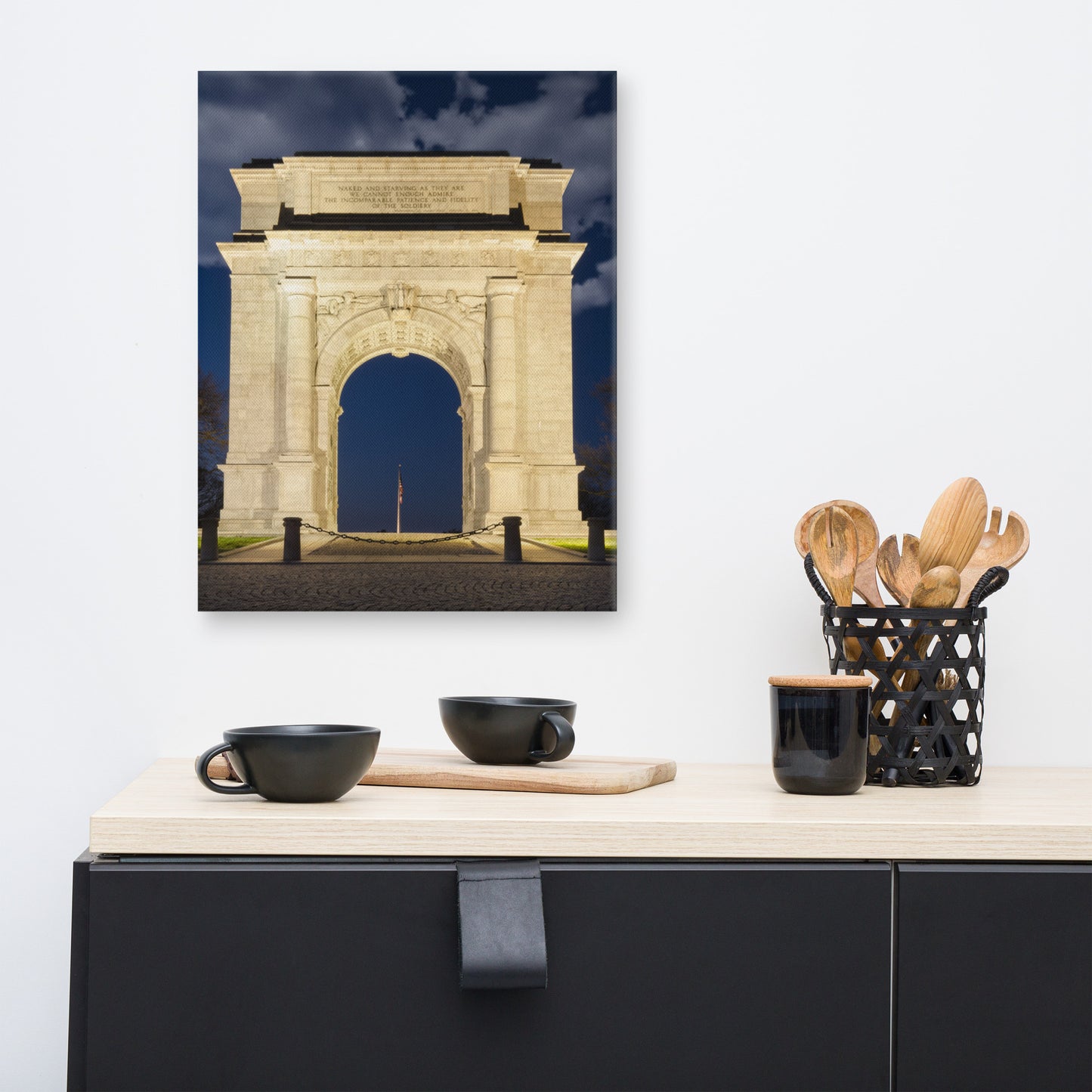 Night Photo at Valley Forge Arch Urban Landscape Traditional Canvas Wall Art Print