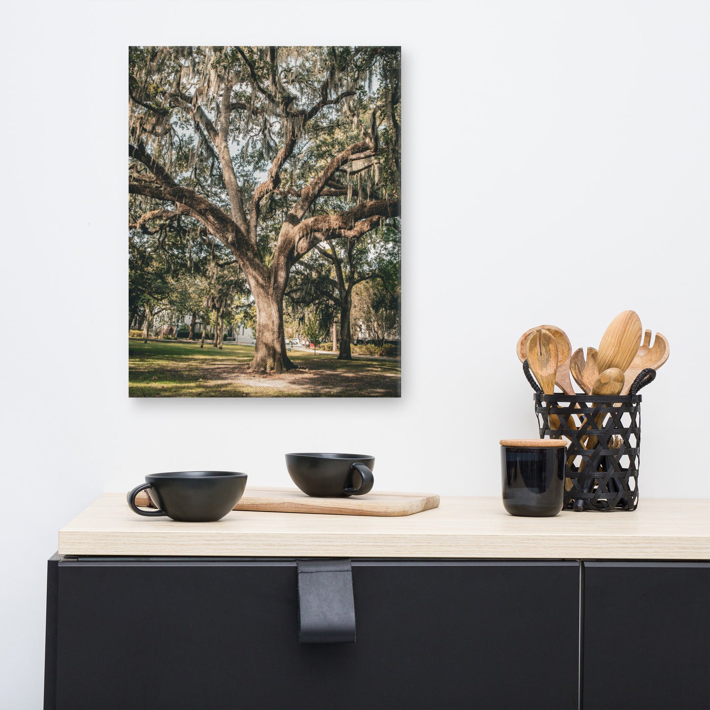 Live Oak and Spanish Moss Forsyth Park Savannah GA Canvas Wall Art Print