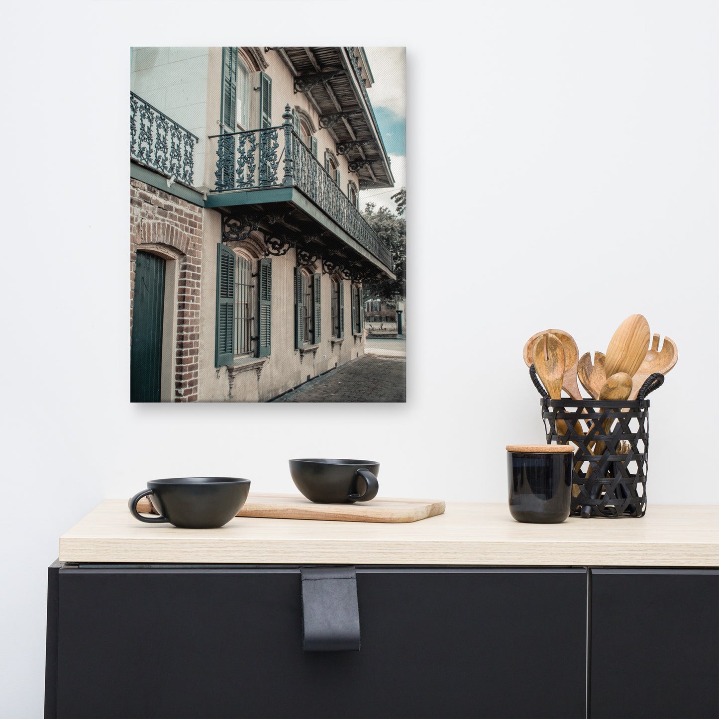 John Rourke House Wrought Iron Balcony Savannah GA Canvas Wall Art Prints
