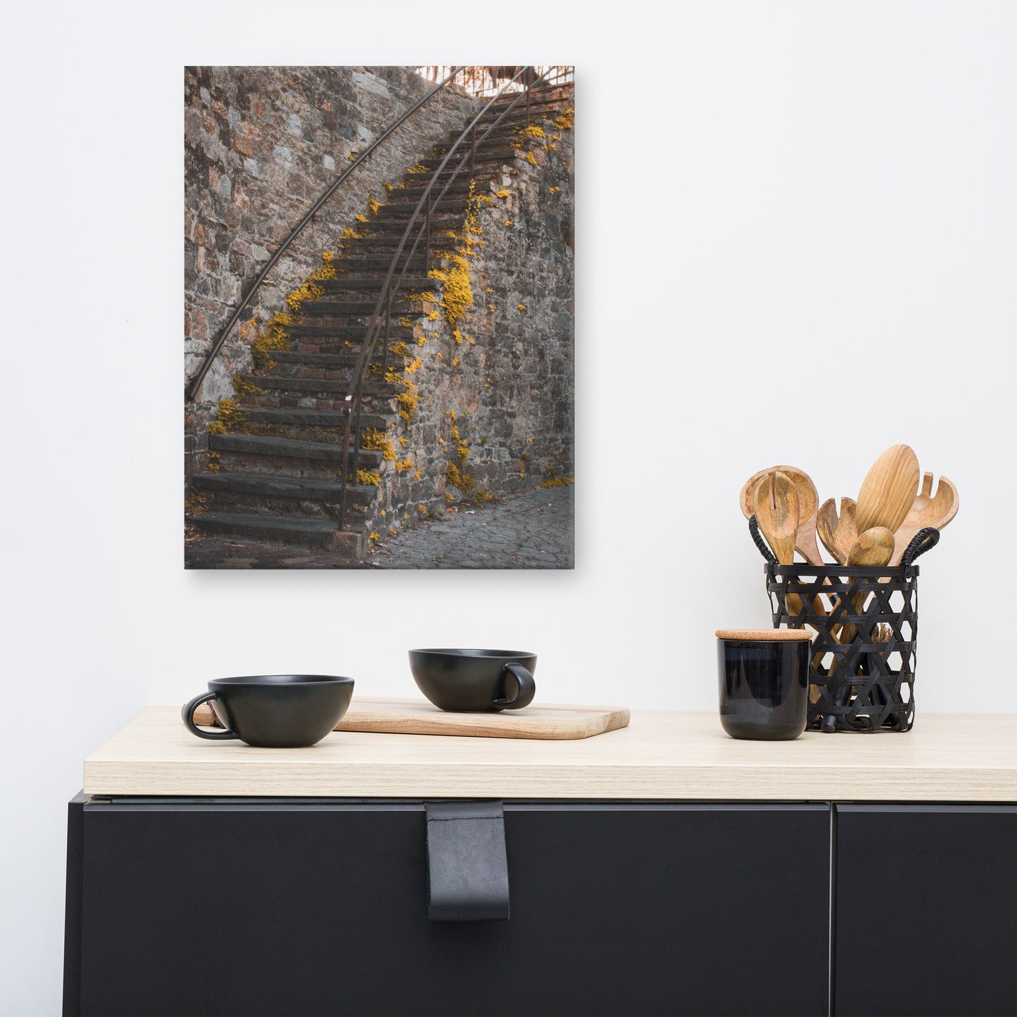 Old Stone Stairs River Street Savannah GA Canvas Wall Art Prints