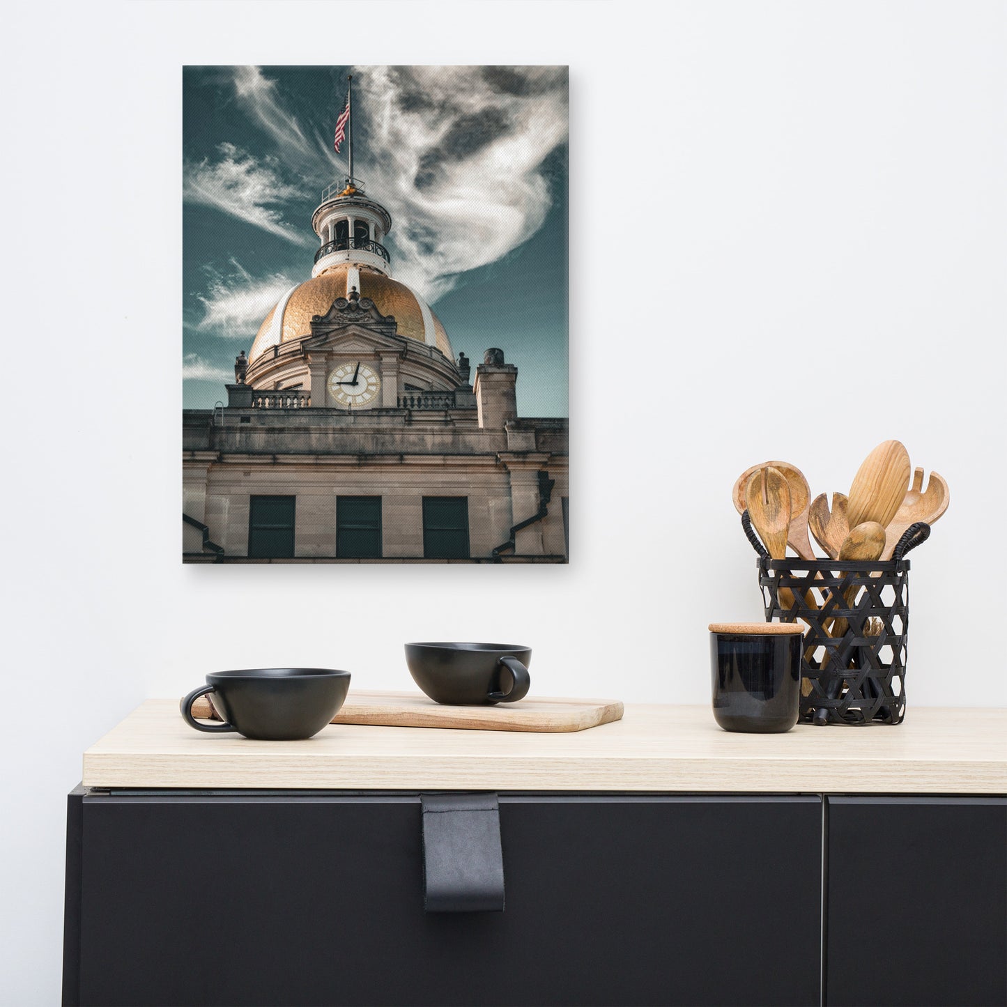 Savannah City Hall Old Historic Building Canvas Wall Art Prints