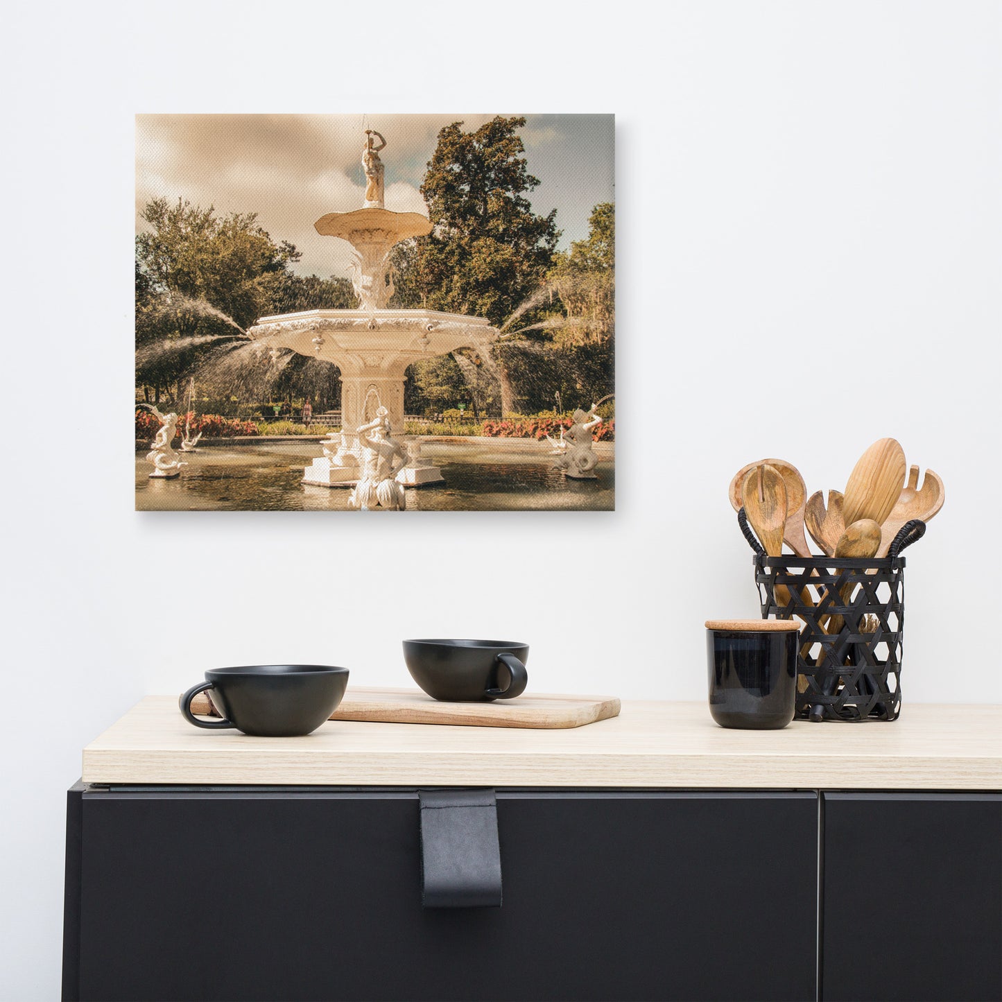 Fountain Forsyth Park Savannah Ga 3 Canvas Wall Art Prints
