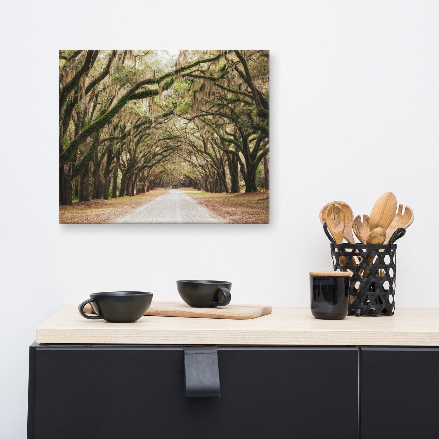 Live Oaks and Spanish Moss Road Way Savannah Ga Canvas Wall Art Print