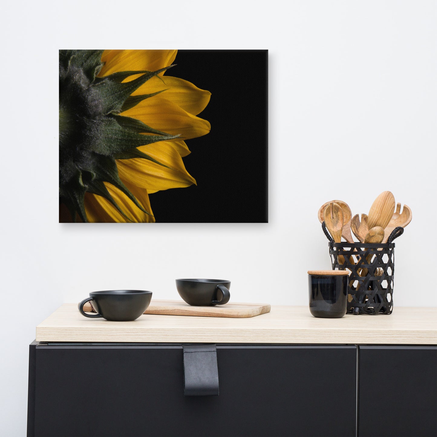 Backside of Sunflower Floral Botanical Nature Photograph Canvas Wall Art Prints