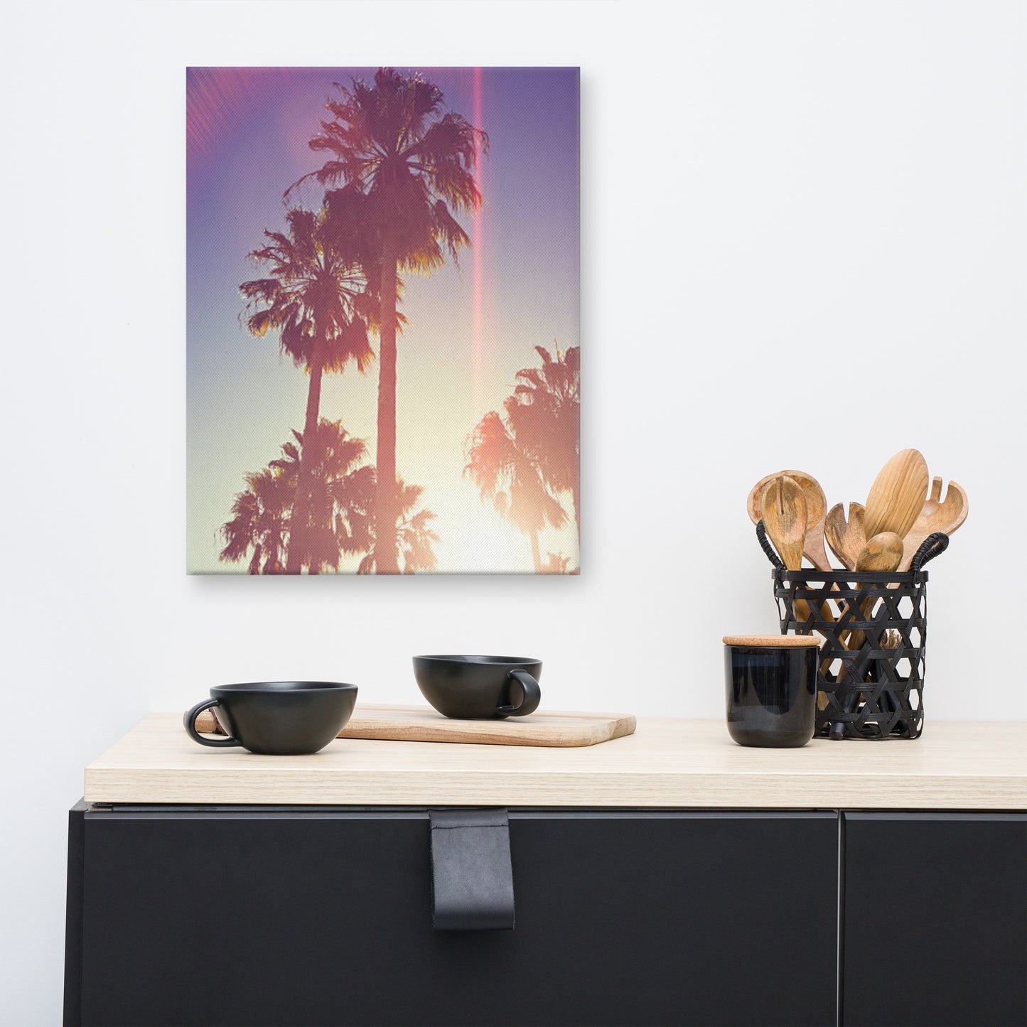 Retro Palm Trees Coastal Beach Botanical Nature Photograph Canvas Wall Art Print