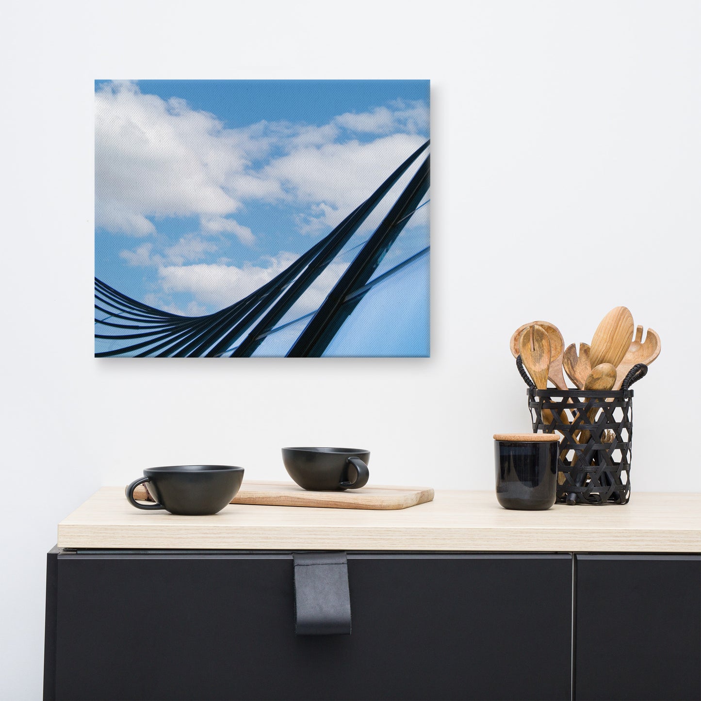 Glass and Azure Architectural Photograph Canvas Wall Art Print