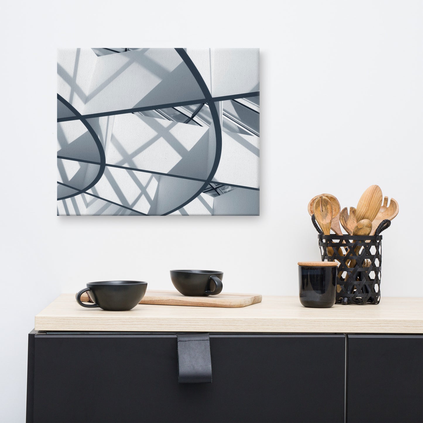 Interwoven Lines Colorized Architectural Photograph Canvas Wall Art Print
