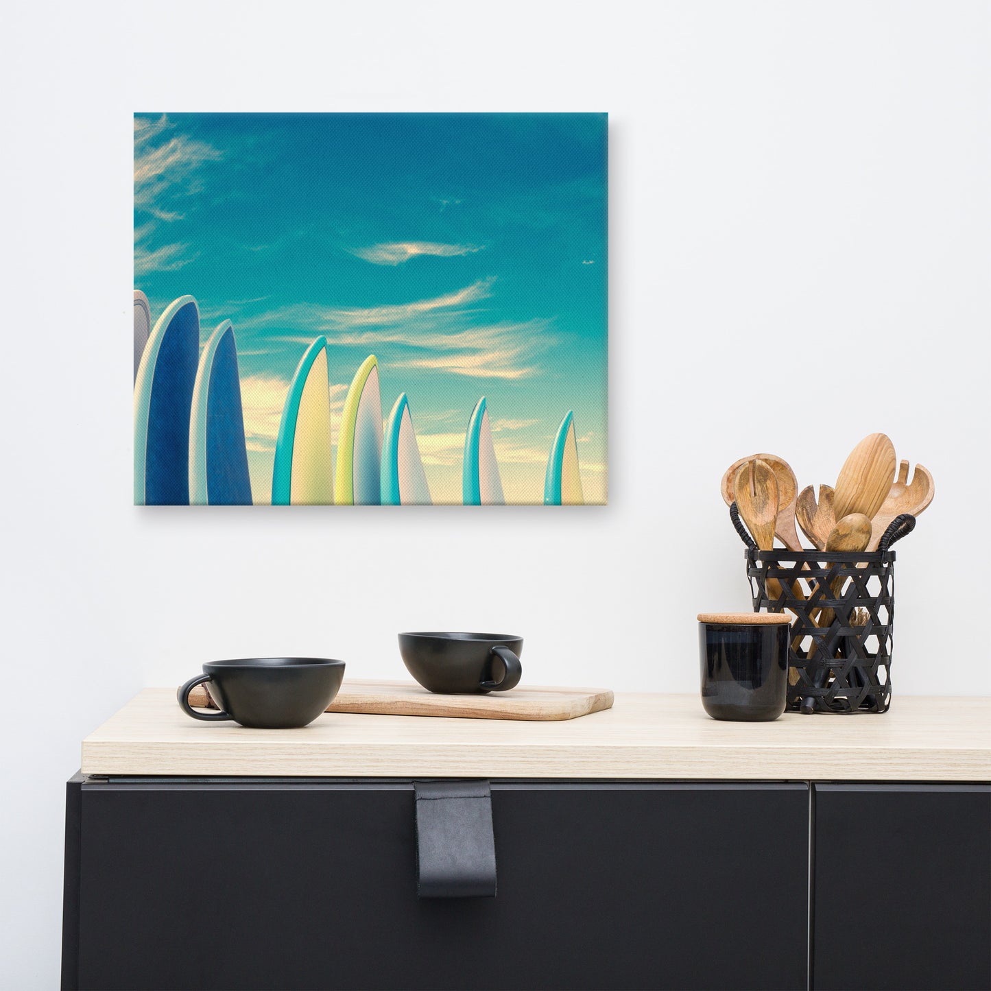 Retro Surfboards Lifestyle Photograph Canvas Wall Art Print
