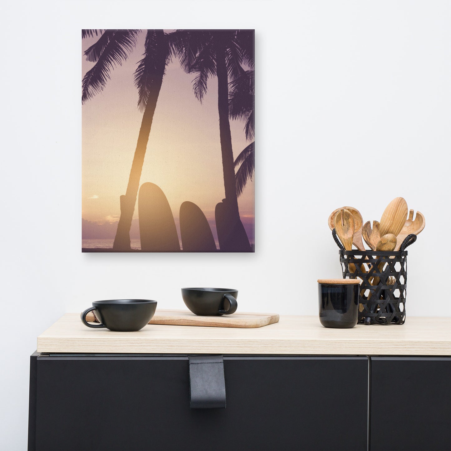 Surfer's Sunset Tropical Coastal Scene Lifestyle Photograph Canvas Wall Art Print