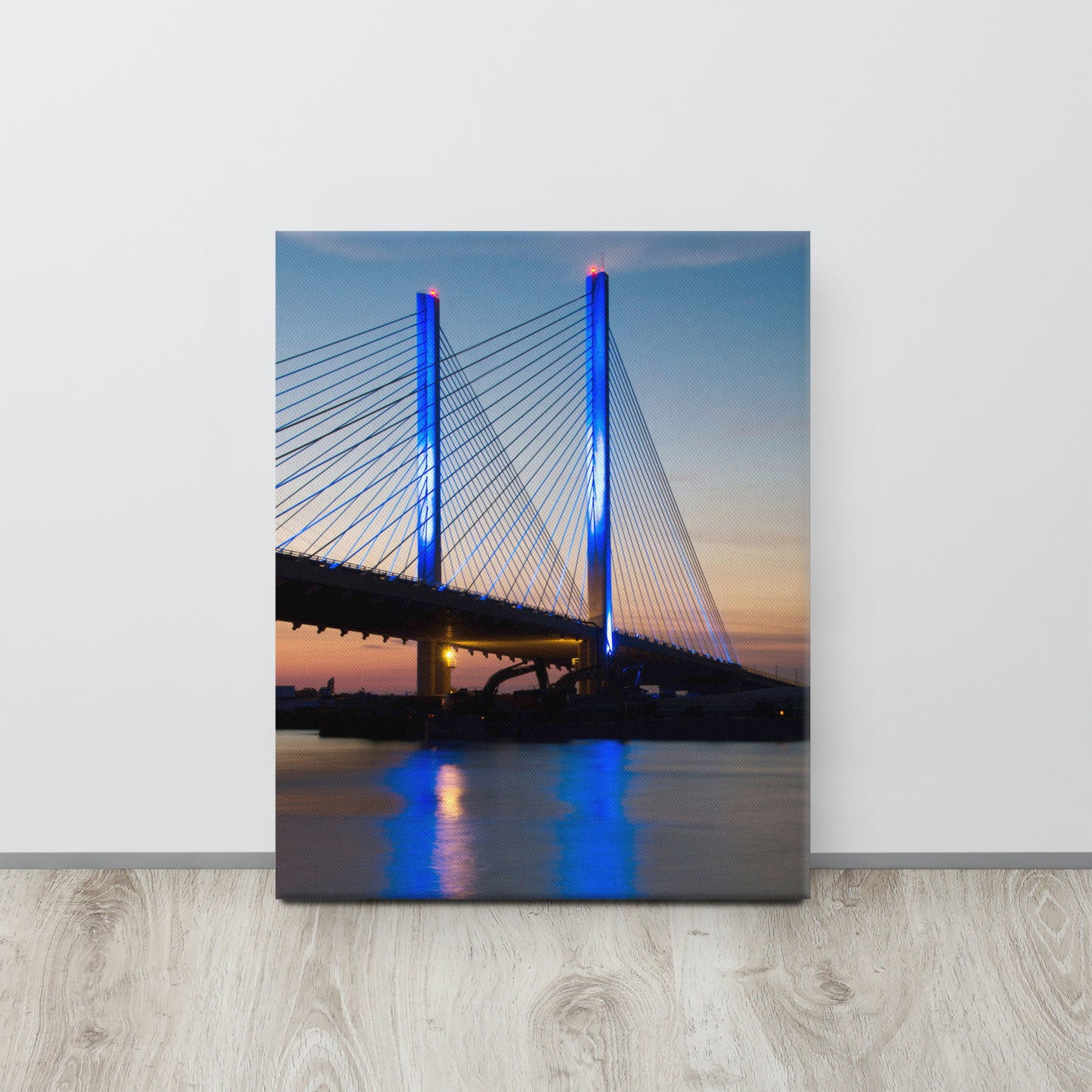 Indian River Bridge 2 Urban Landscape Traditional Canvas Wall Art Print