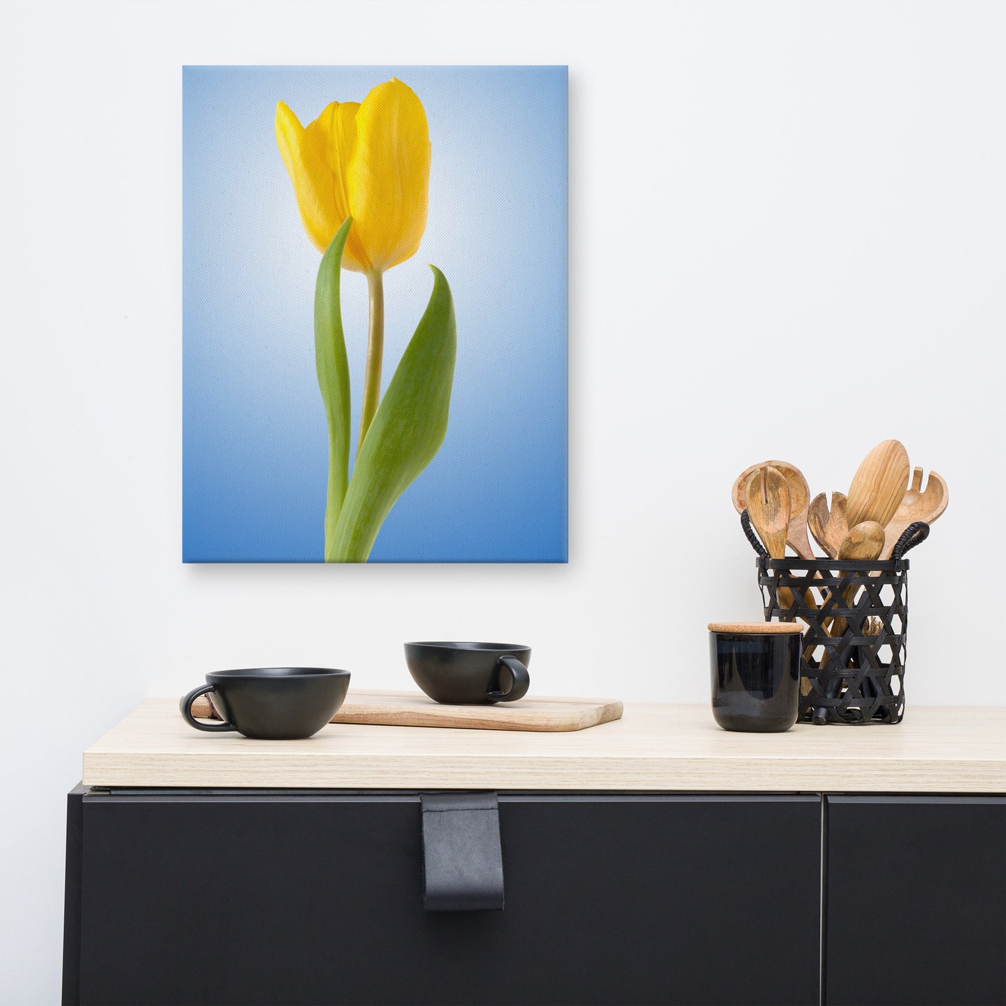 Yellow Tulip Minimal Floral Botanical Nature Photo Canvas Wall Art Print