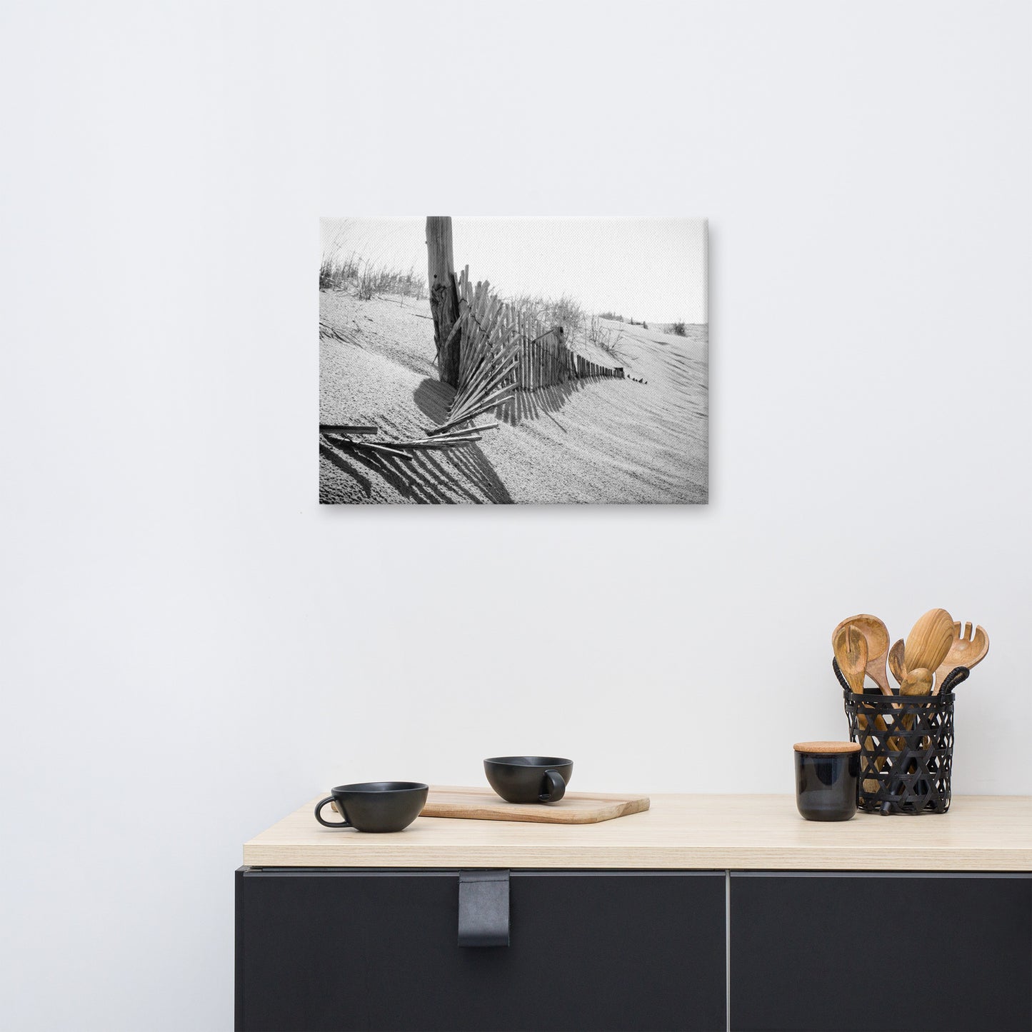 High Key Dunes Black and White Coastal Landscape Canvas Wall Art Prints
