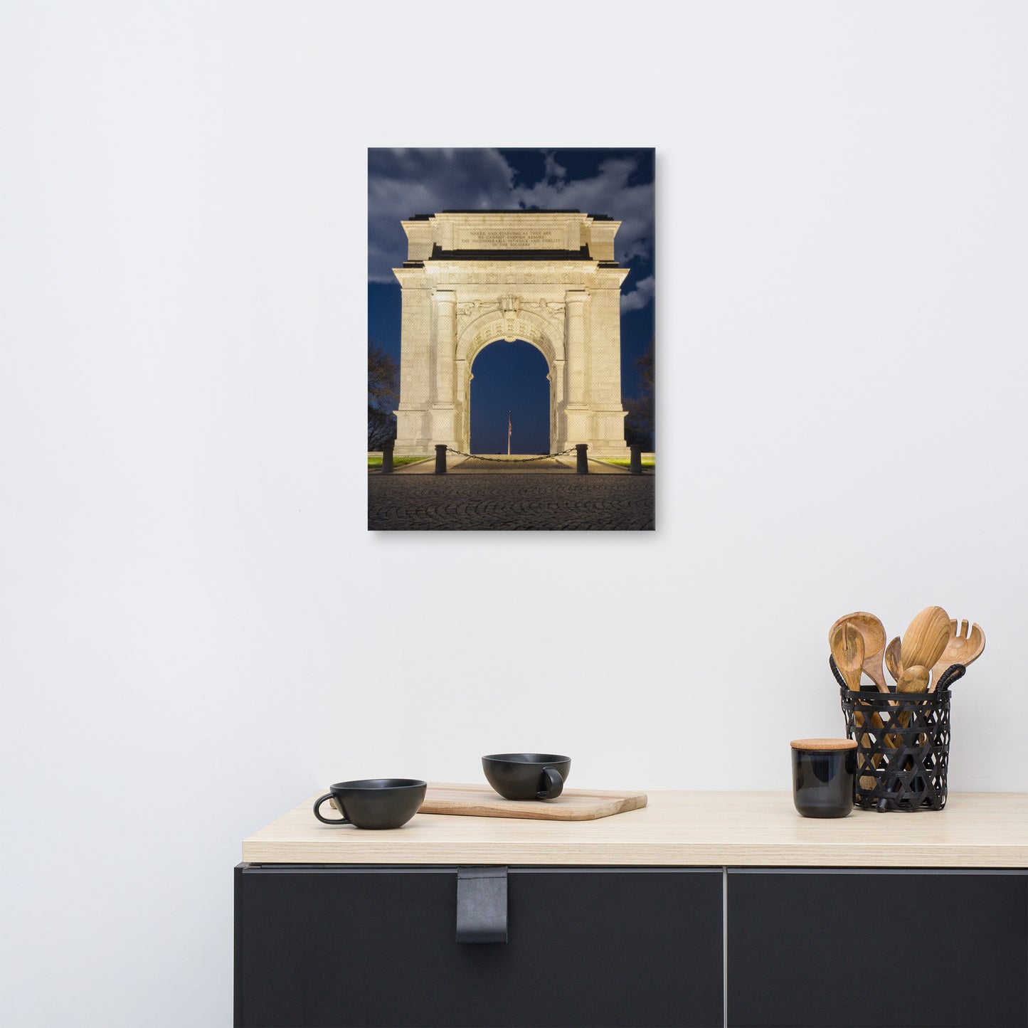 Night Photo at Valley Forge Arch Urban Landscape Traditional Canvas Wall Art Print