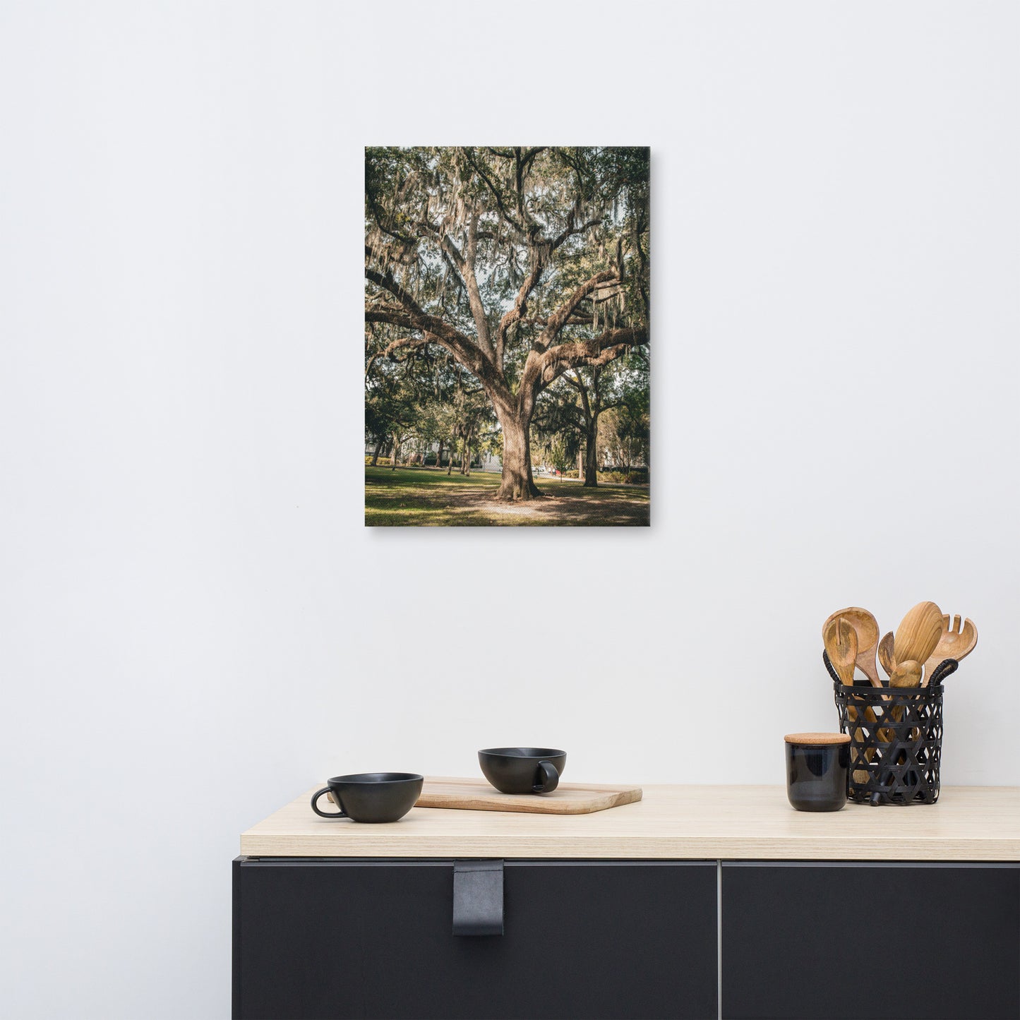 Live Oak and Spanish Moss Forsyth Park Savannah GA Canvas Wall Art Print