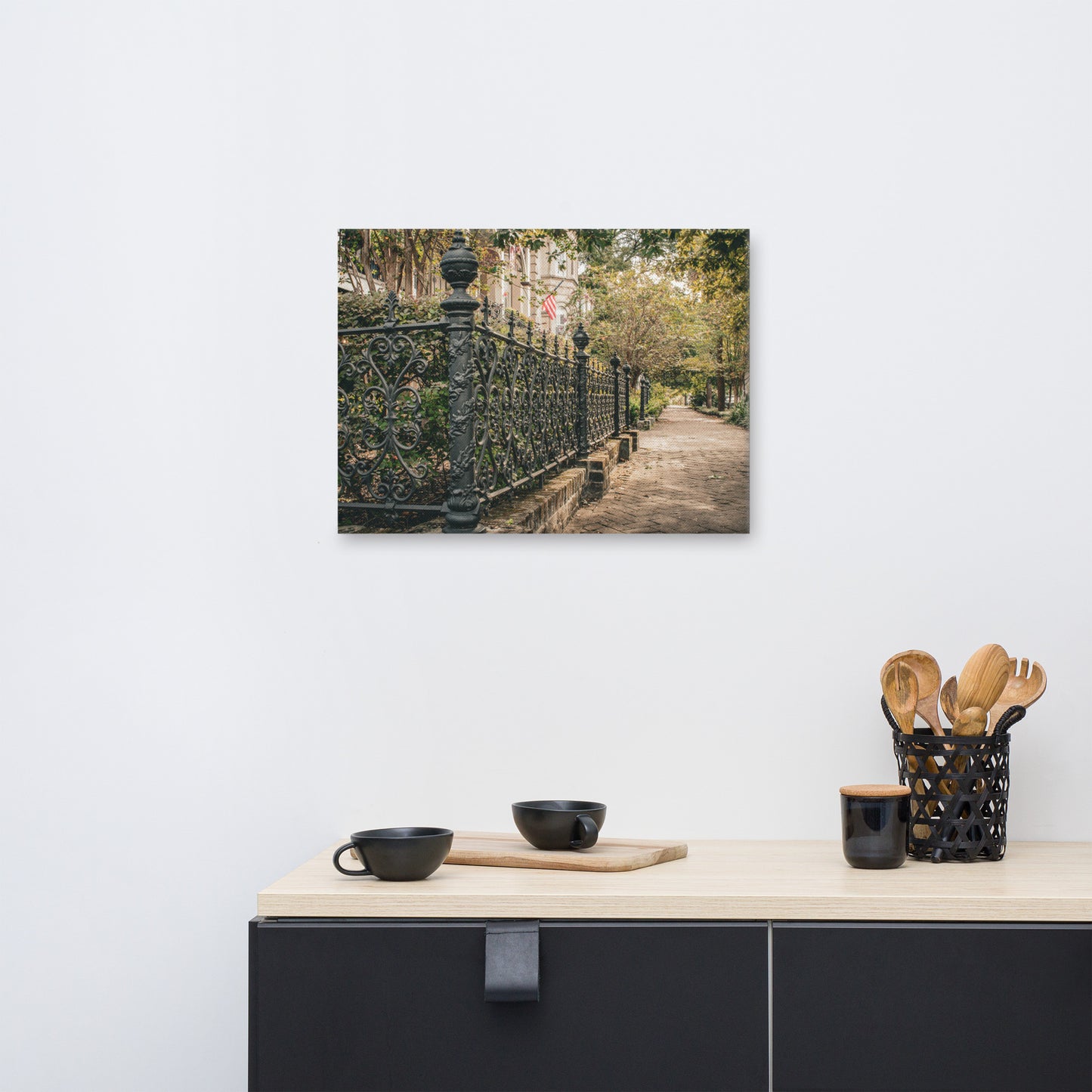 Old Wrought Iron Fence Gate Savannah GA 3 Canvas Wall Art Prints