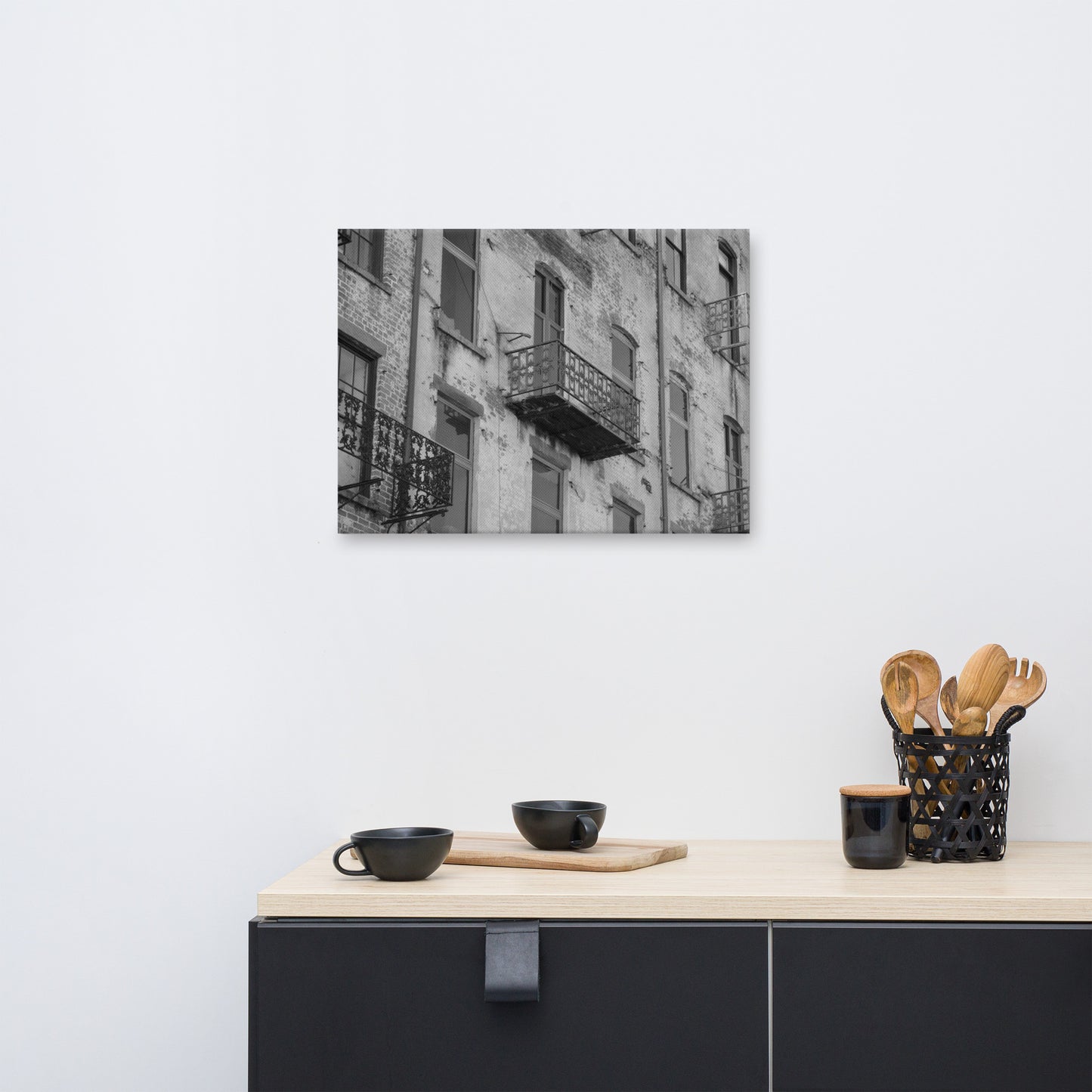 Old Iron Balcony River Street Savannah GA 3 Canvas Wall Art Prints