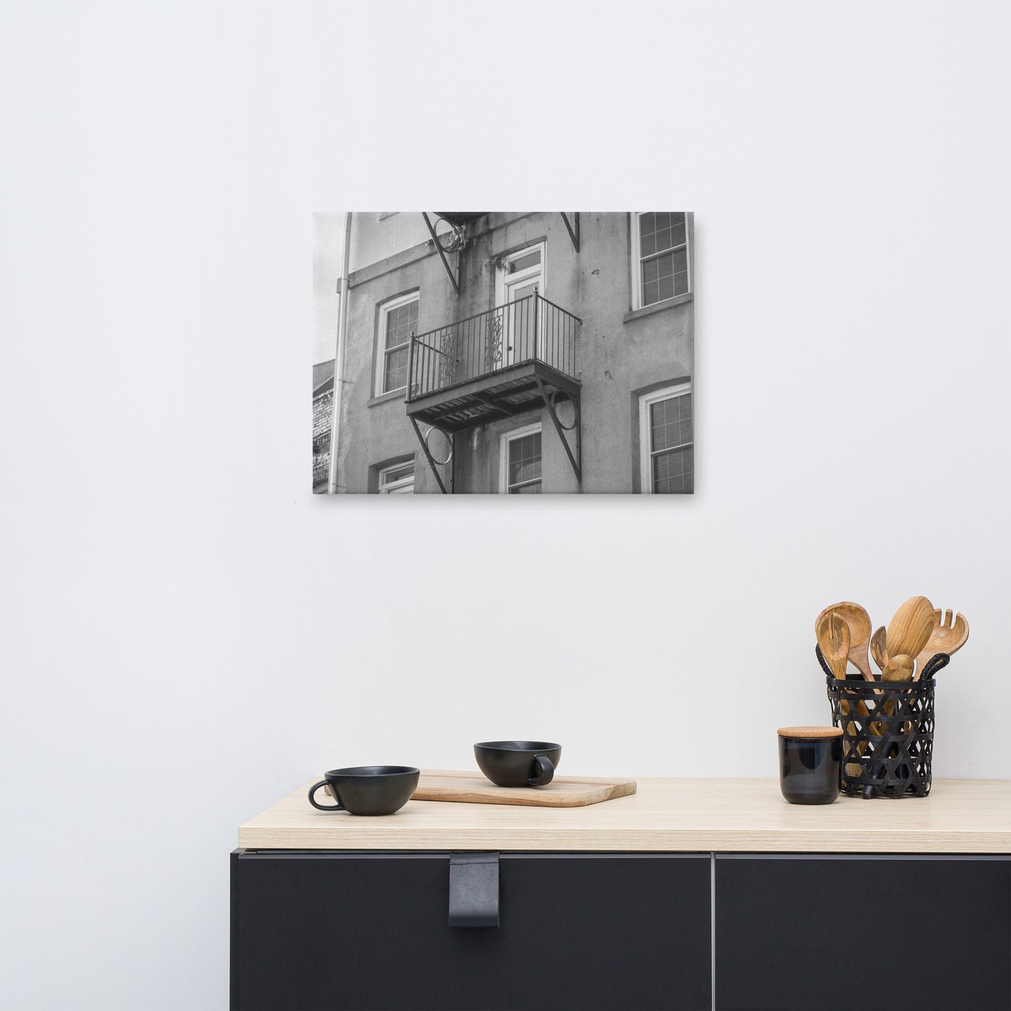 Old Iron Balcony River Street Savannah GA Canvas Wall Art Prints