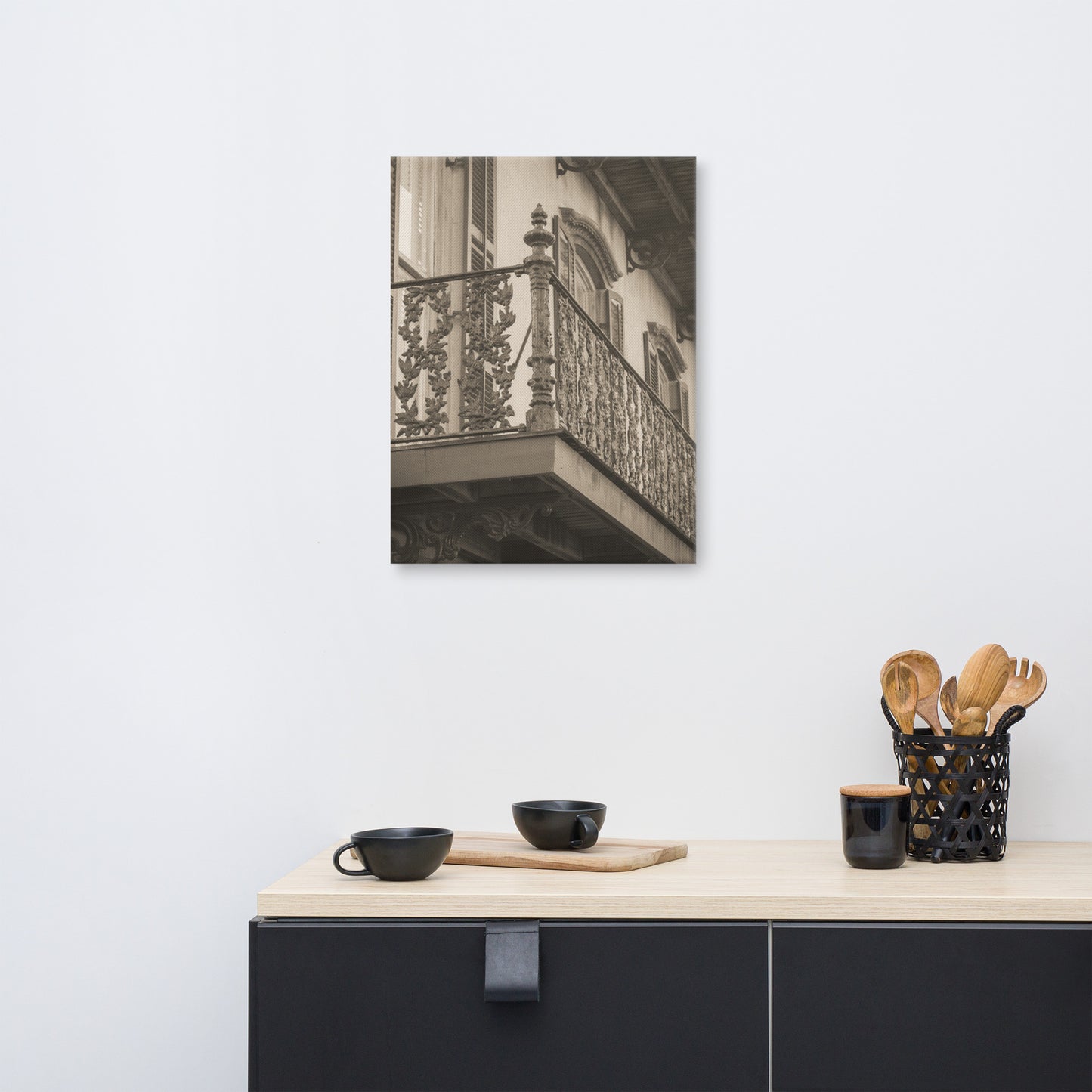 John Rourke House Wrought Iron Balcony Savannah GA 2 Canvas Wall Art Prints