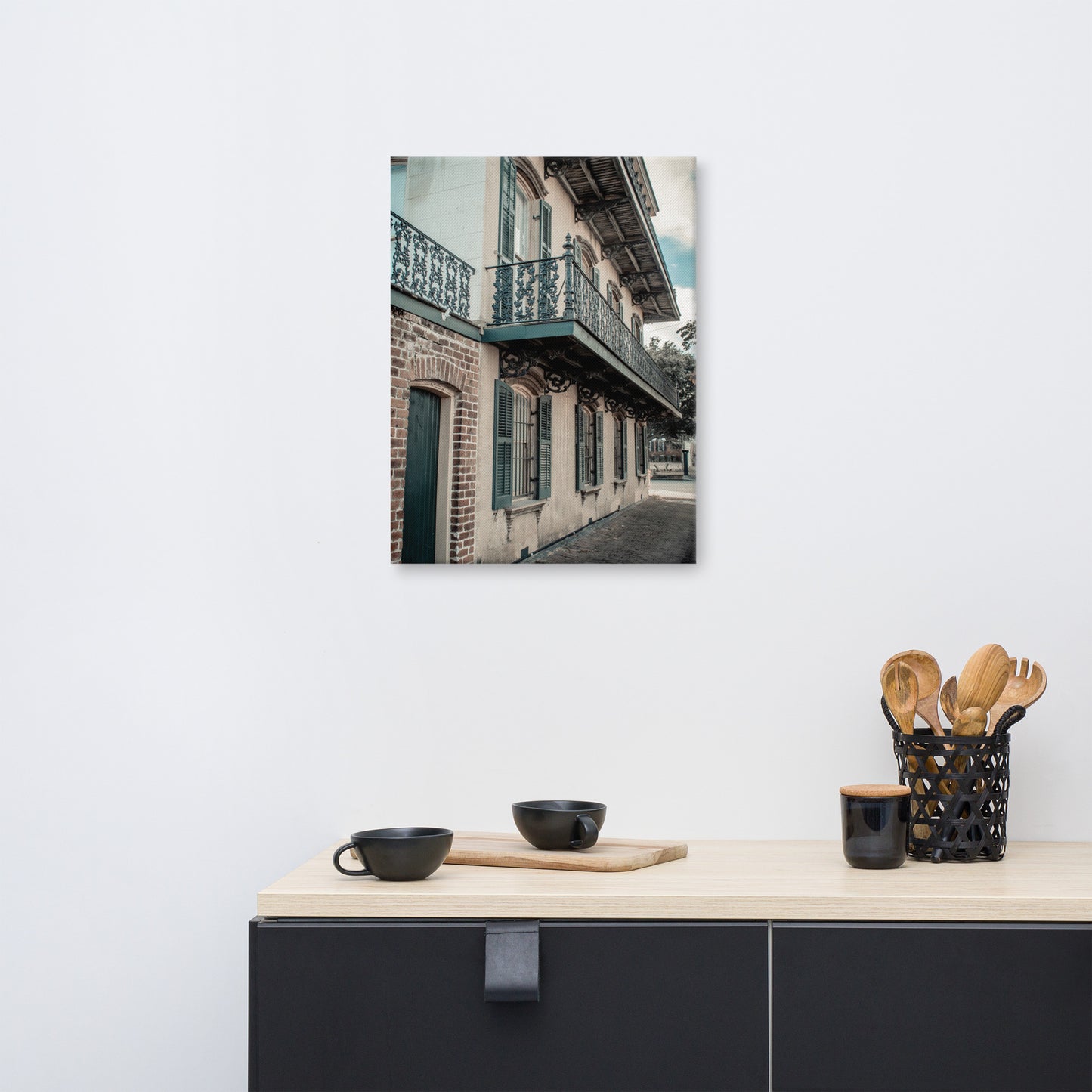 John Rourke House Wrought Iron Balcony Savannah GA Canvas Wall Art Prints