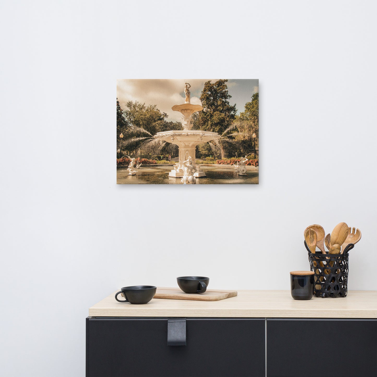 Fountain Forsyth Park Savannah Ga 3 Canvas Wall Art Prints