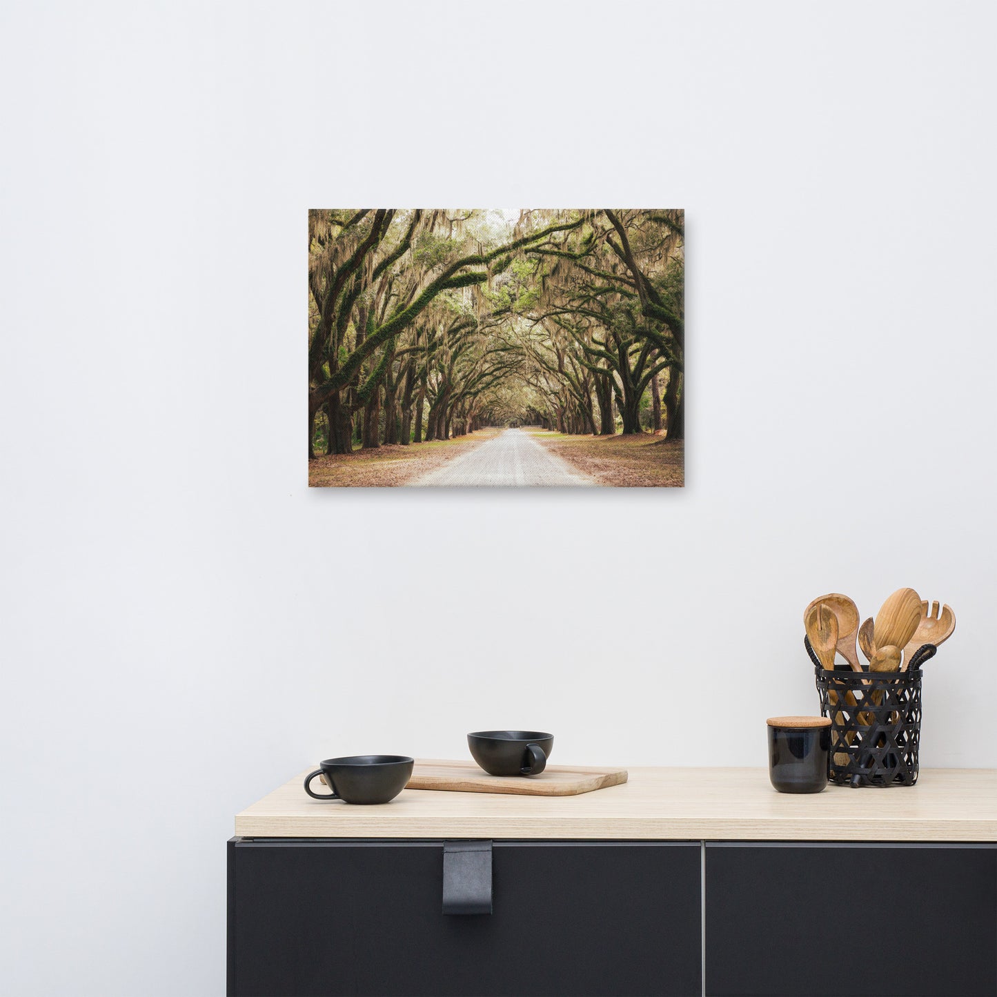 Live Oaks and Spanish Moss Road Way Savannah Ga Canvas Wall Art Print