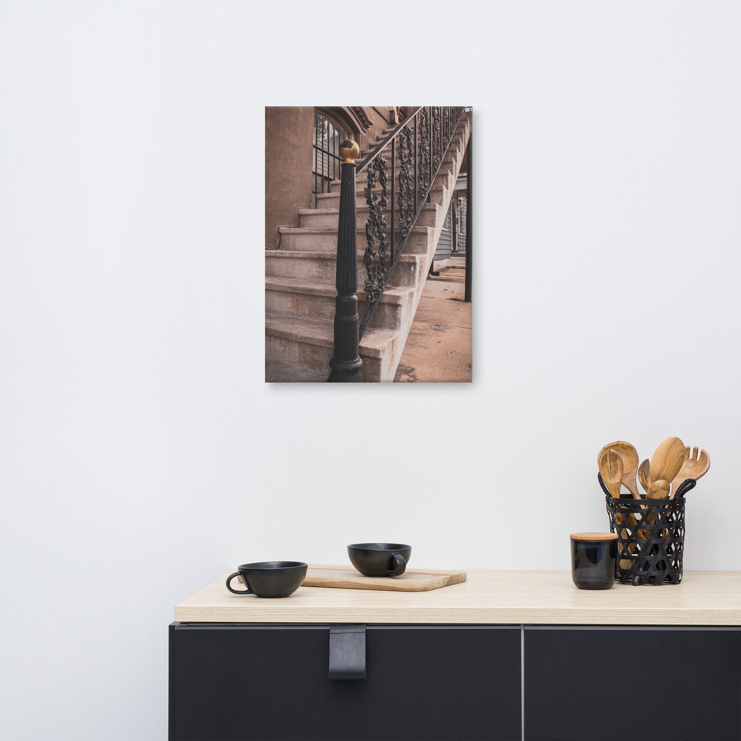 John Rourke House Wrought Iron Railing Steps Savannah GA Canvas Wall Art Prints