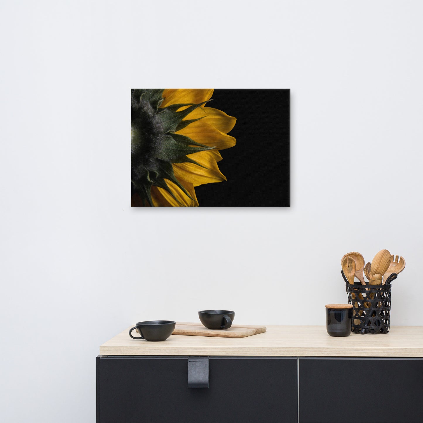 Backside of Sunflower Floral Botanical Nature Photograph Canvas Wall Art Prints