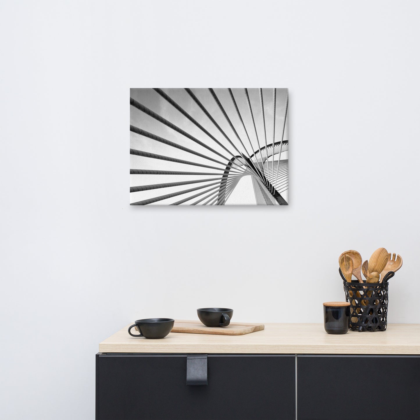 Convergence Black and White Architectural Photograph Canvas Wall Art Print