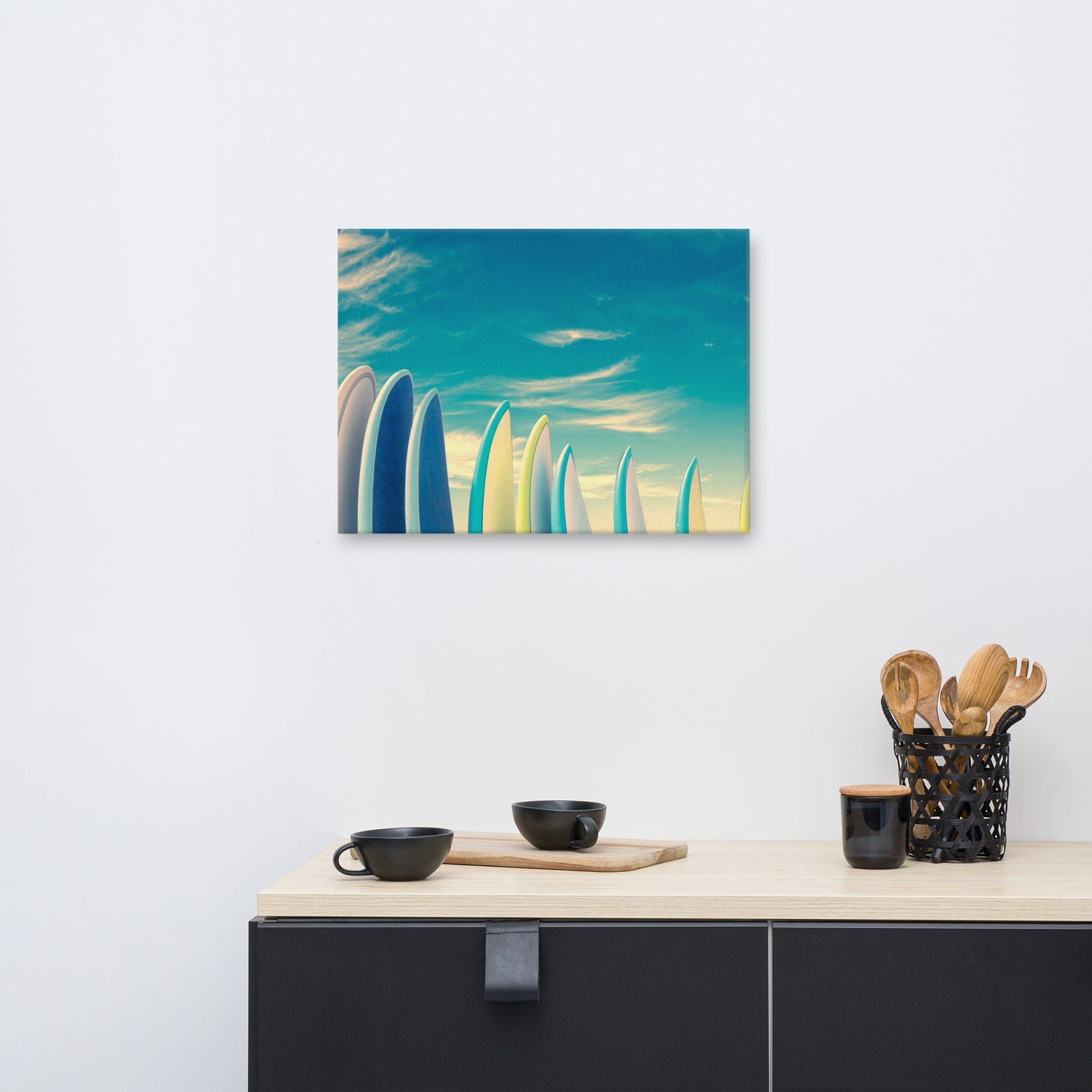 Retro Surfboards Lifestyle Photograph Canvas Wall Art Print