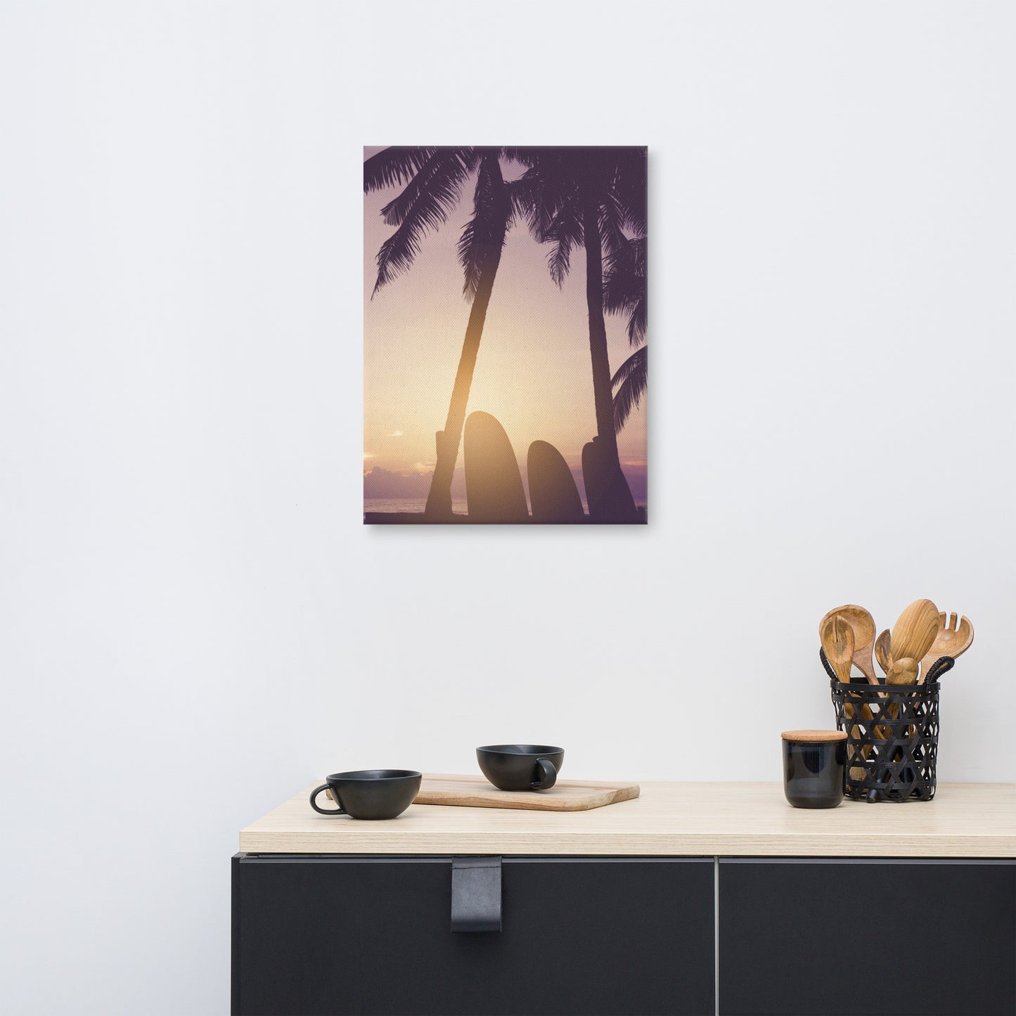 Surfer's Sunset Tropical Coastal Scene Lifestyle Photograph Canvas Wall Art Print